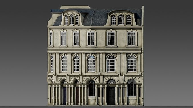European Apartment Building Modular Set 3D model 5
