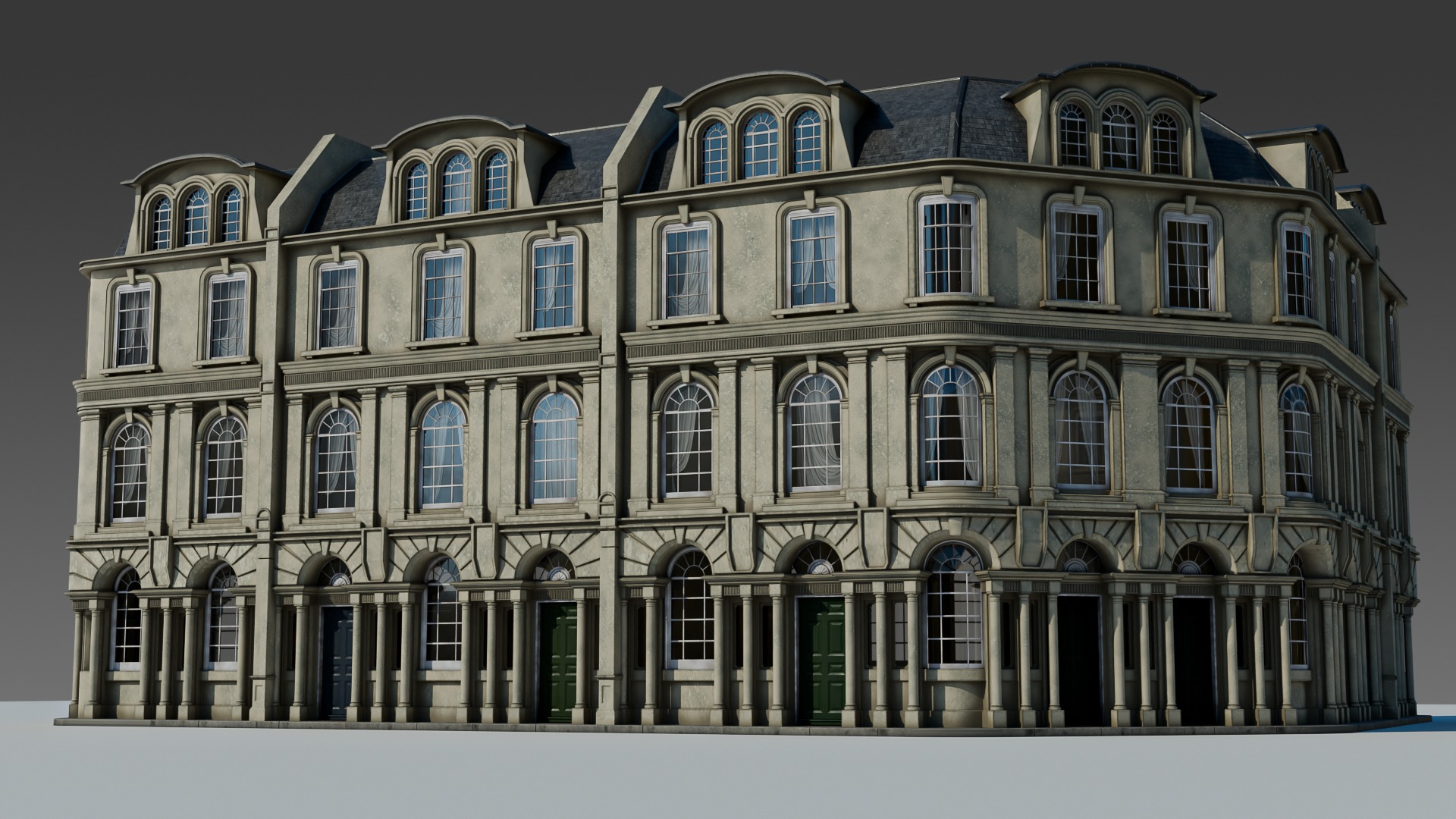 European Apartment Building Modular Set 3D model_16