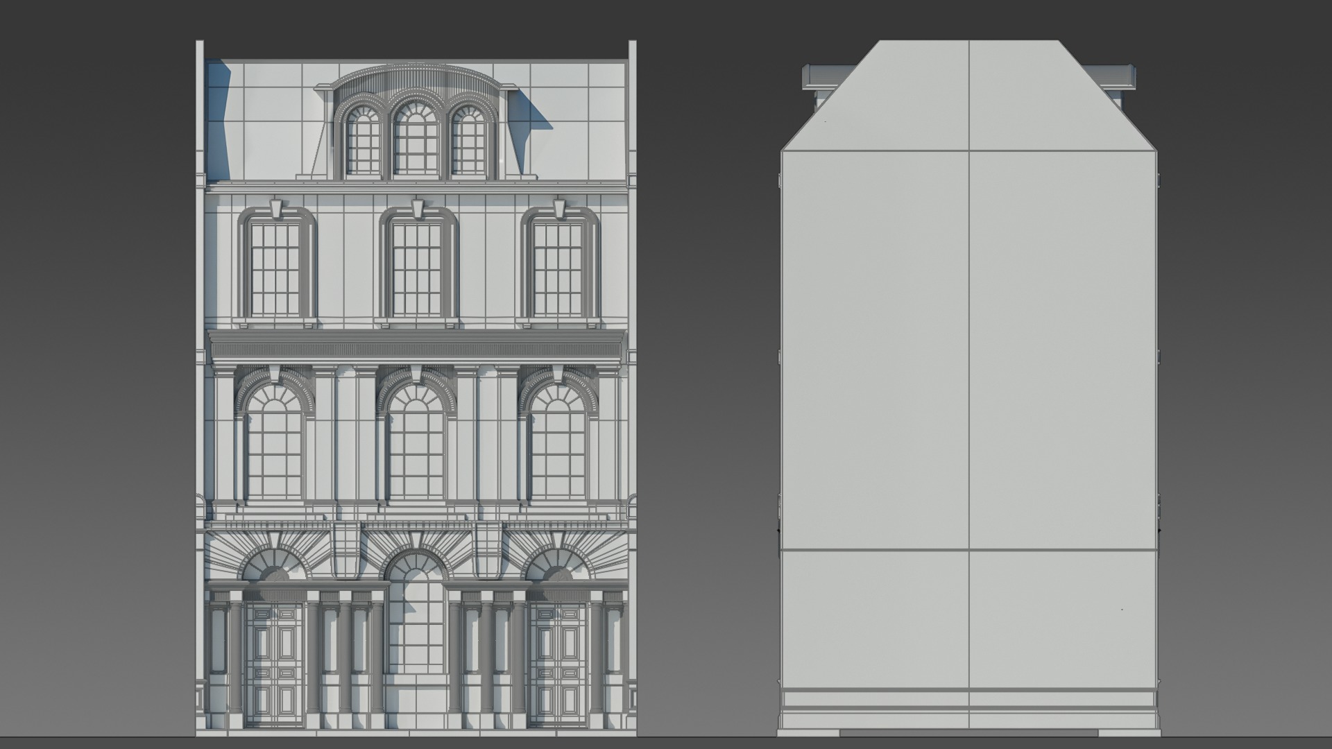 European Apartment Building Modular Set 3D model_7