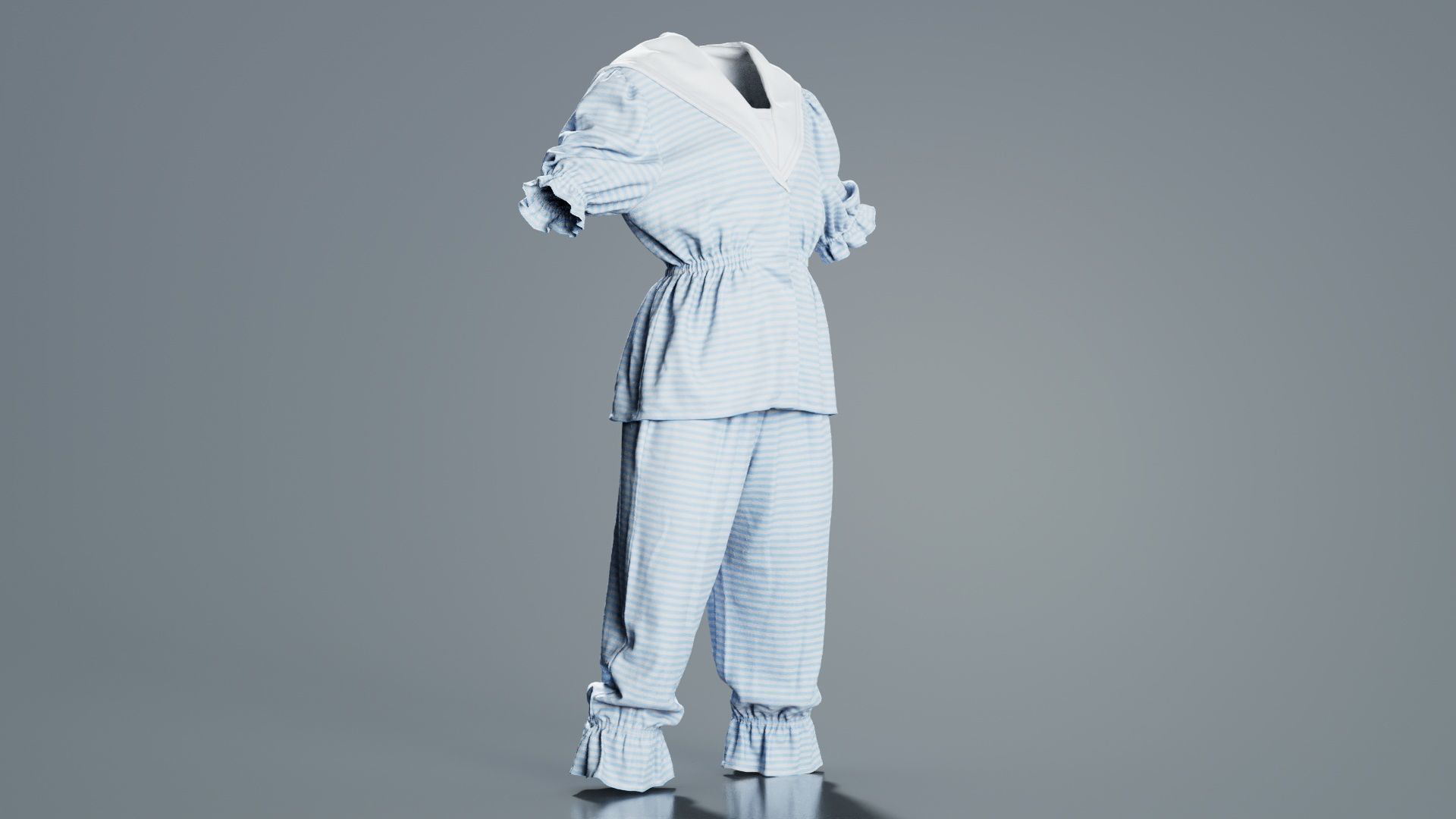 Stripey Swimsuit Low-poly 3D model_4