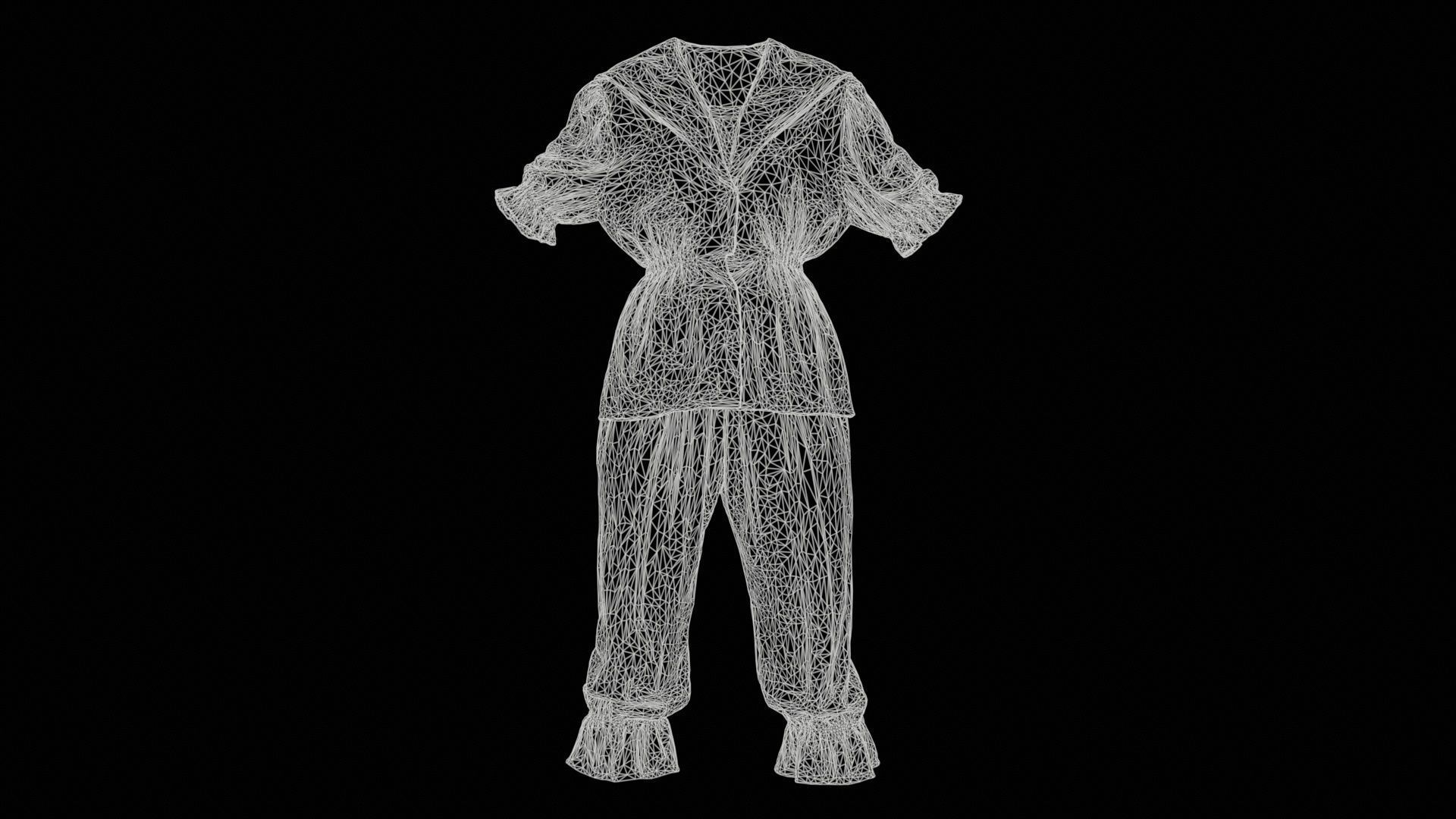 Stripey Swimsuit Low-poly 3D model_11