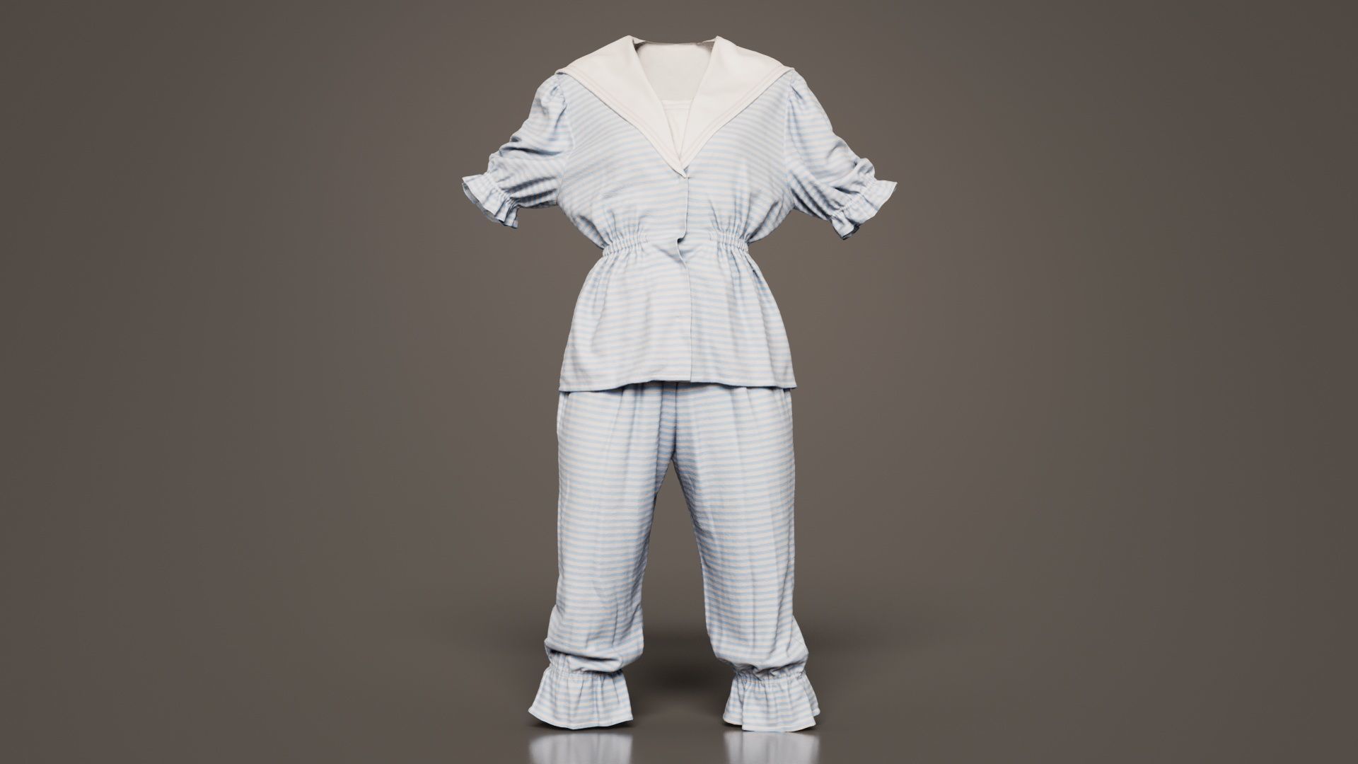 Stripey Swimsuit Low-poly 3D model_8