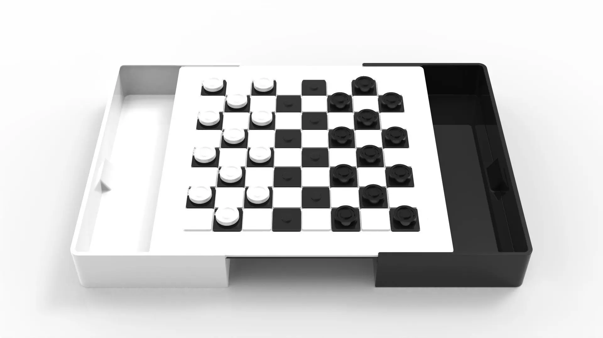 Printable Checkers Board Game Set 3D print model_0