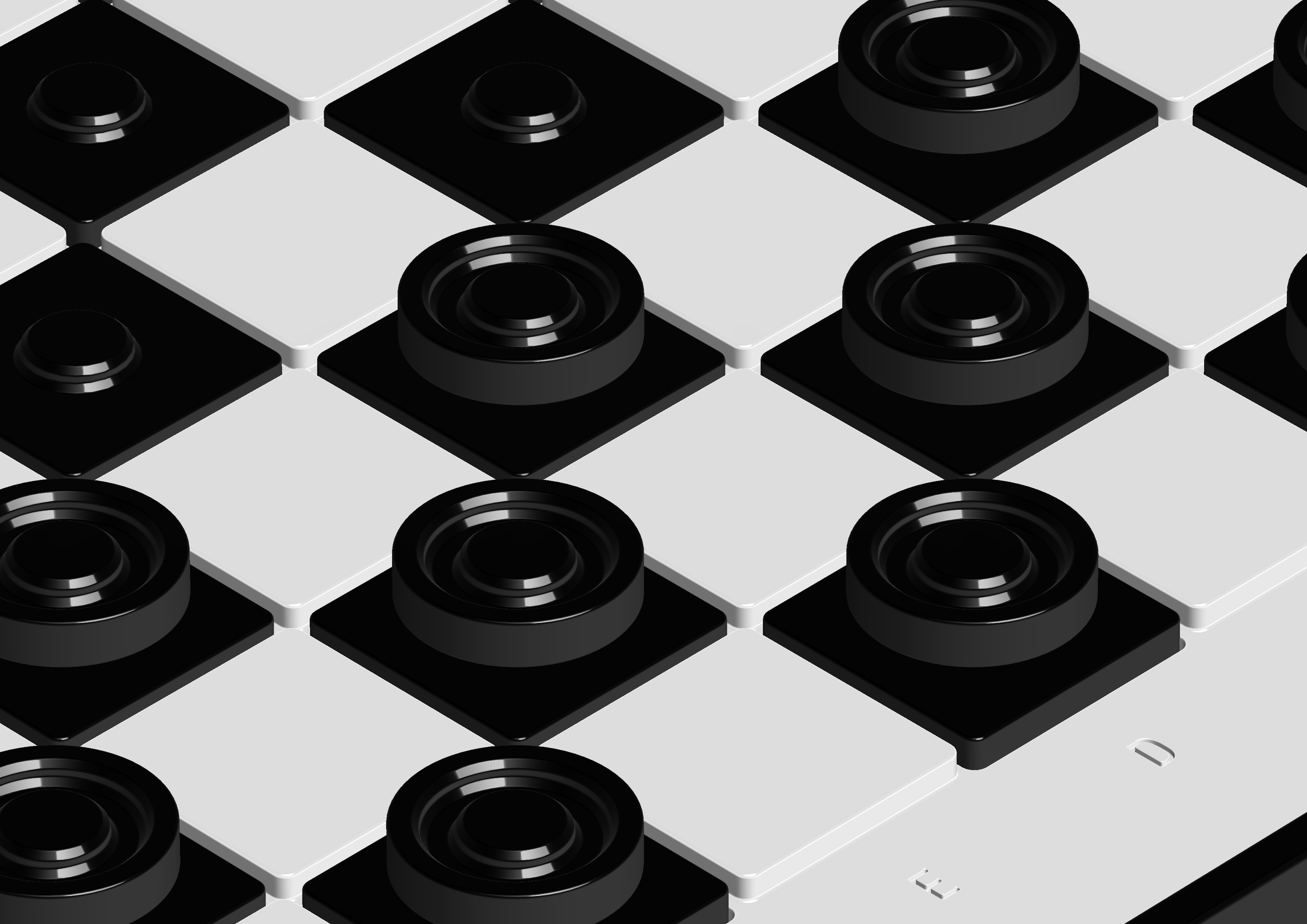 Printable Checkers Board Game Set 3D print model_7