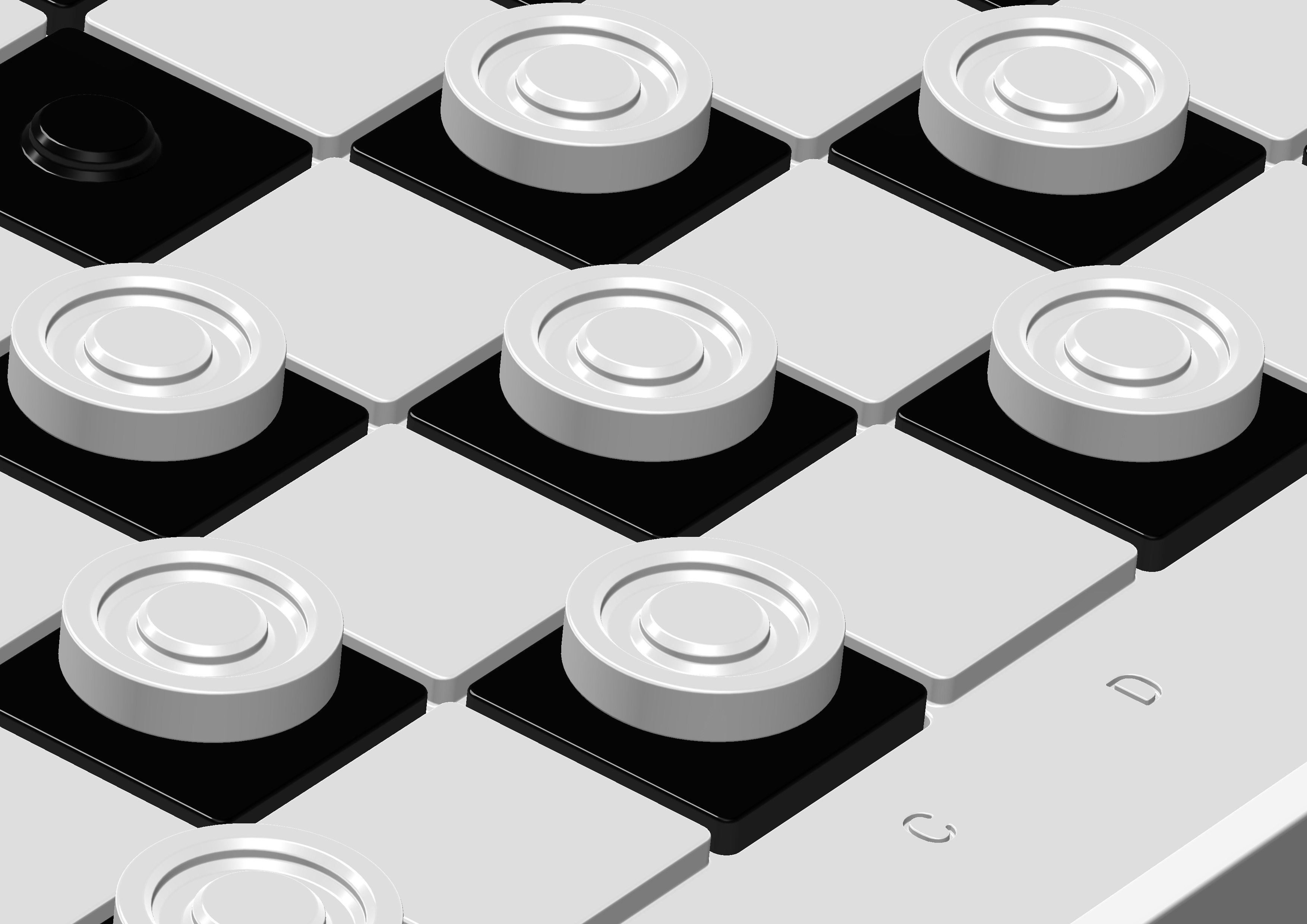 Printable Checkers Board Game Set 3D print model_3