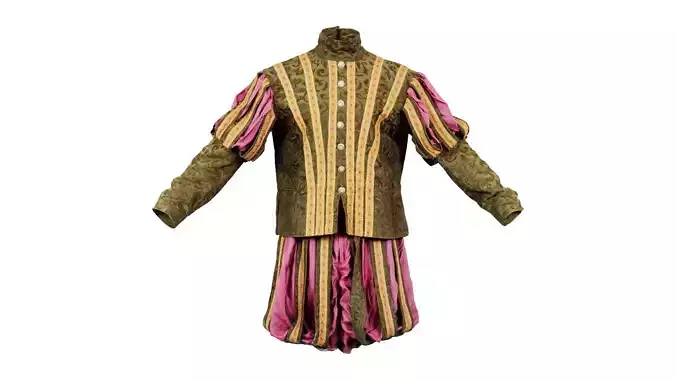 Triangle Decorated Historic Costume Low-poly 3D model