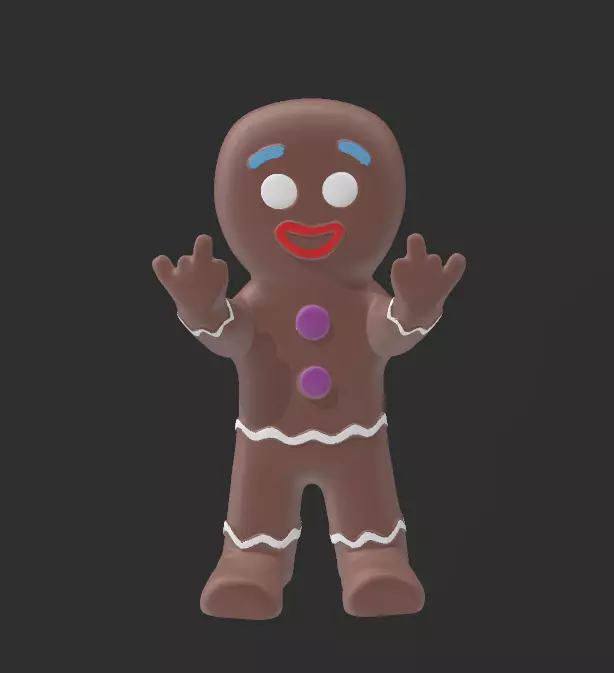 Rude Gingerbread man 3D print model_0