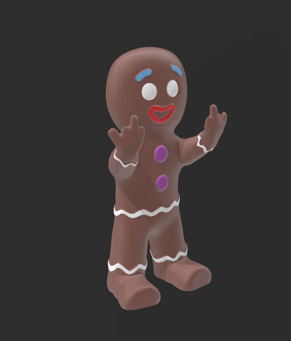 Rude Gingerbread man 3D print model_3