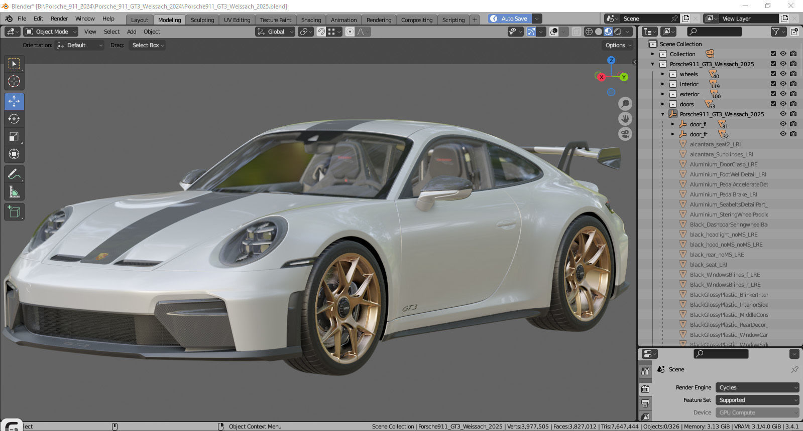 Porsche 911 GT3 Weissach 2025 3D model_41