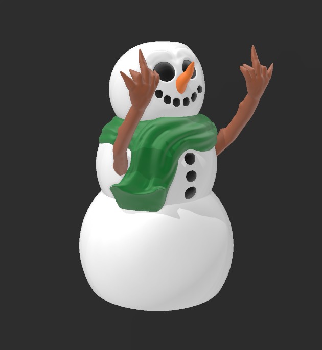 Rude snowman 3D print model_4