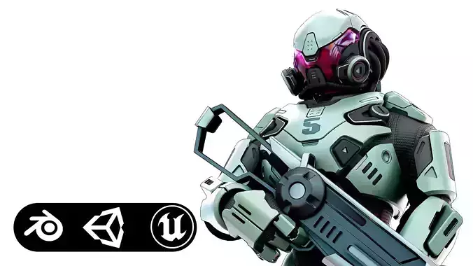 CYBORG SOLDIER RX-25 Rigged for Unreal Engine - Unity - MIXAMO 