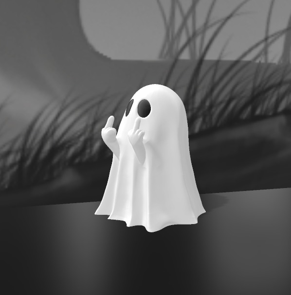 Rude middle finger ghost 3D print model_4