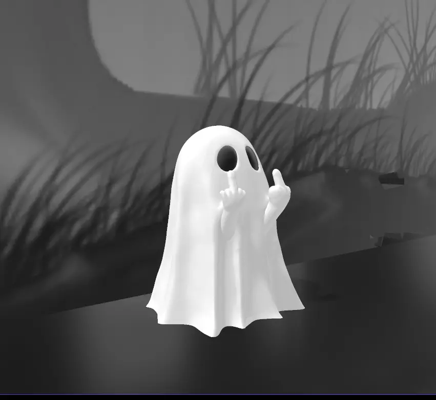Rude middle finger ghost 3D print model_0