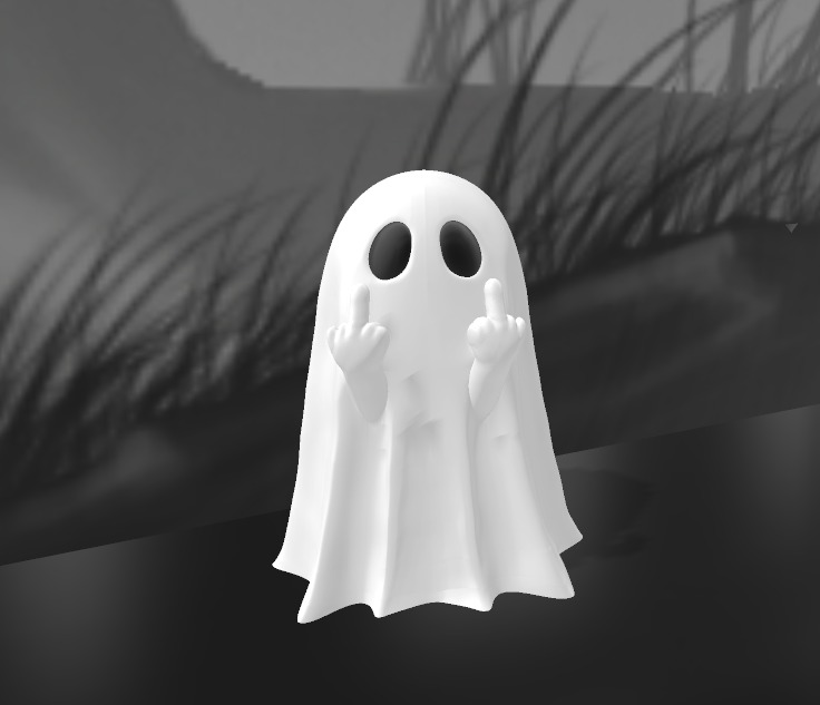 Rude middle finger ghost 3D print model_1