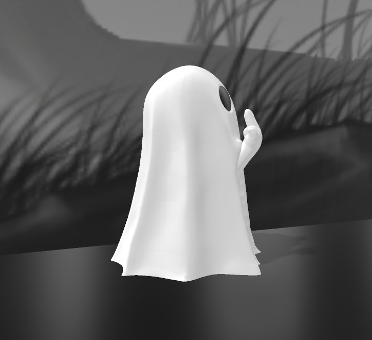 Rude middle finger ghost 3D print model_2