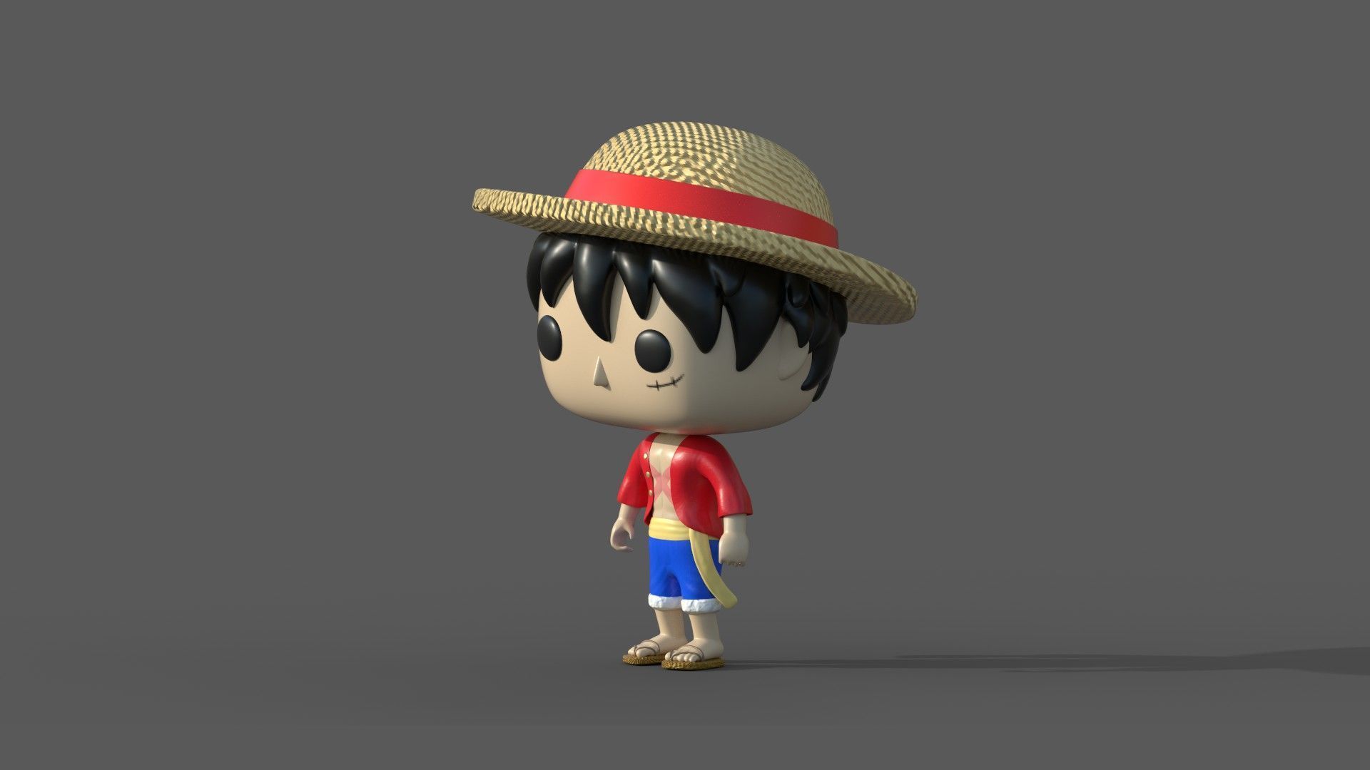 Monkey D Luffy Funko Pop Style 3D model_4