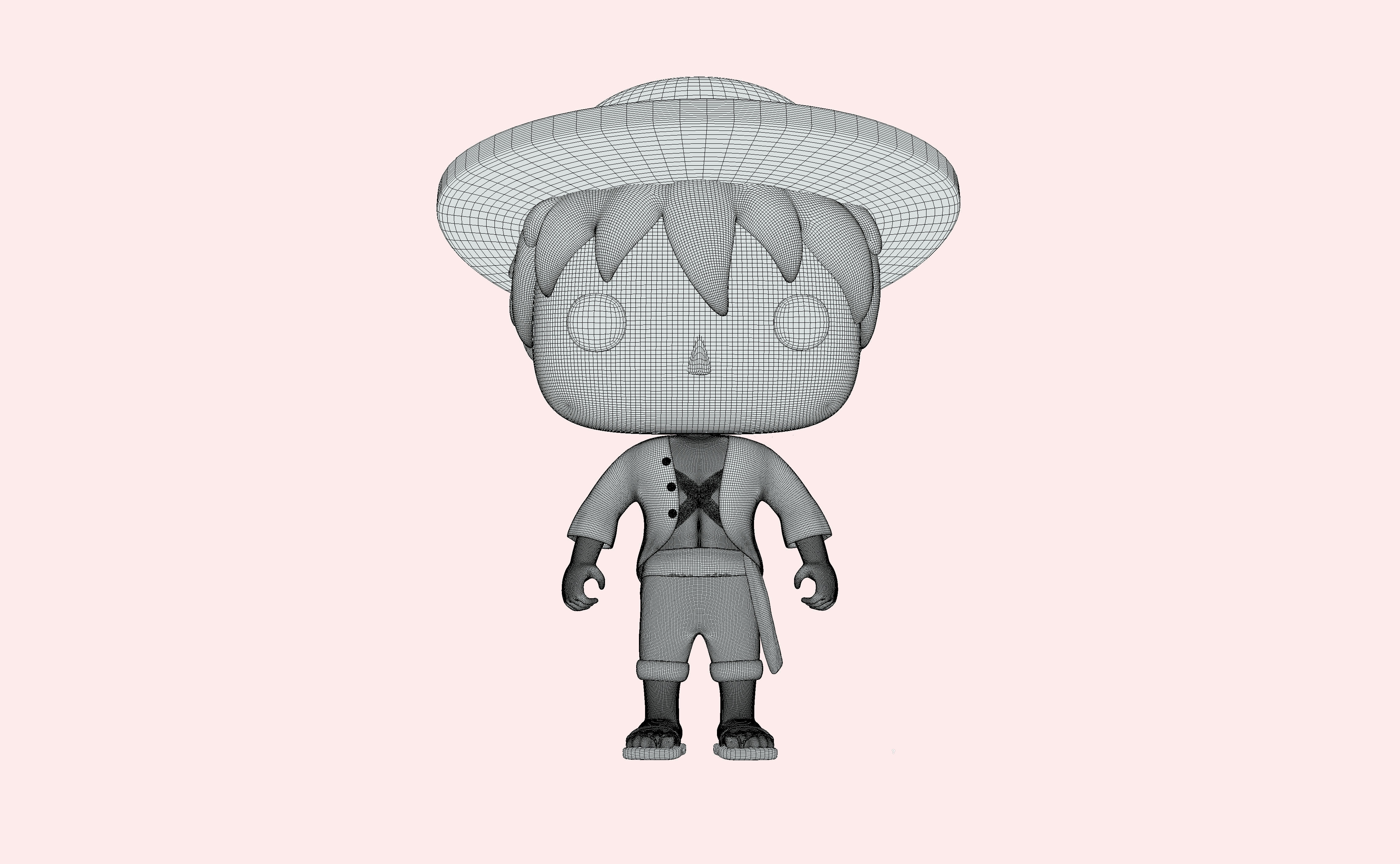 Monkey D Luffy Funko Pop Style 3D model_7