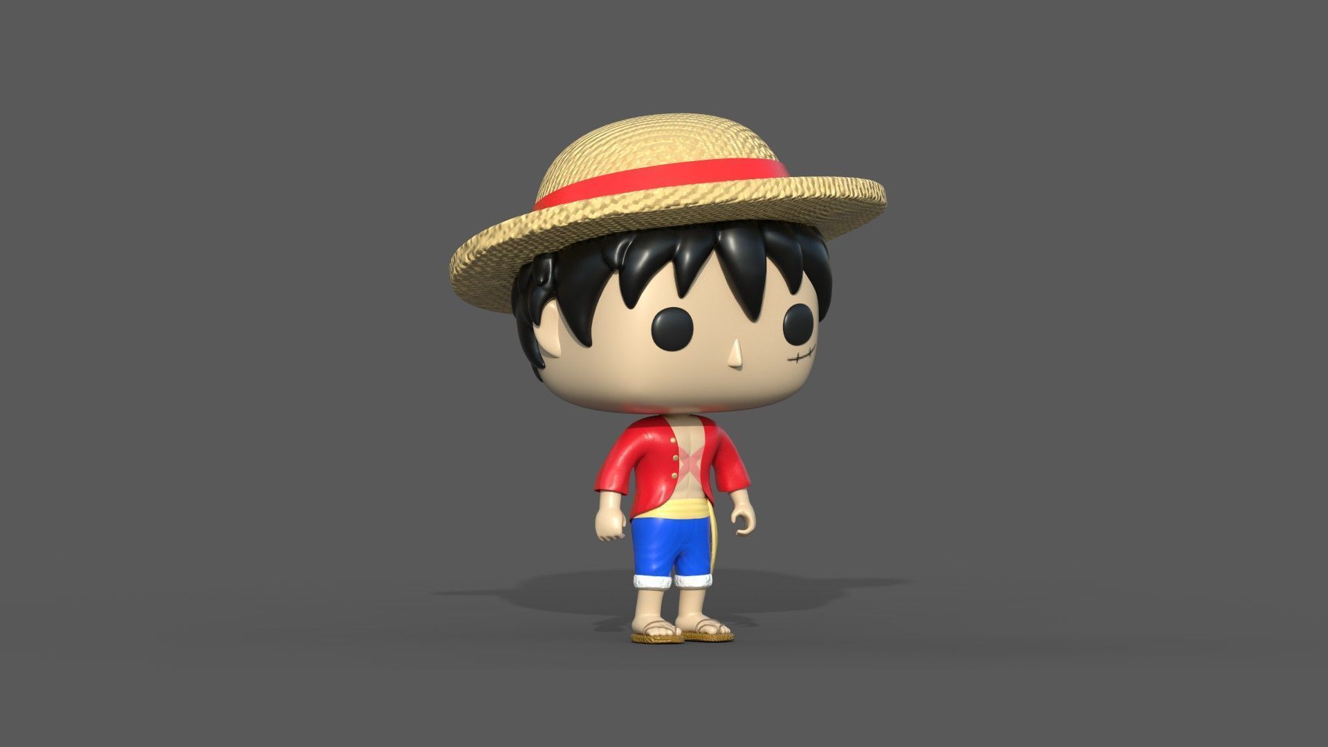 Monkey D Luffy Funko Pop Style 3D model_6
