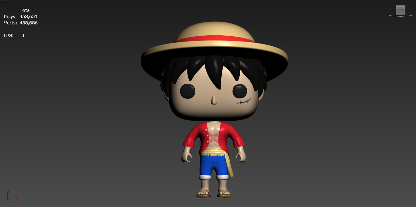 Monkey D Luffy Funko Pop Style 3D model_8