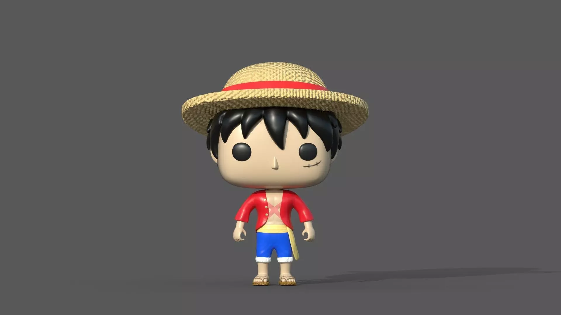Monkey D Luffy Funko Pop Style 3D model_0