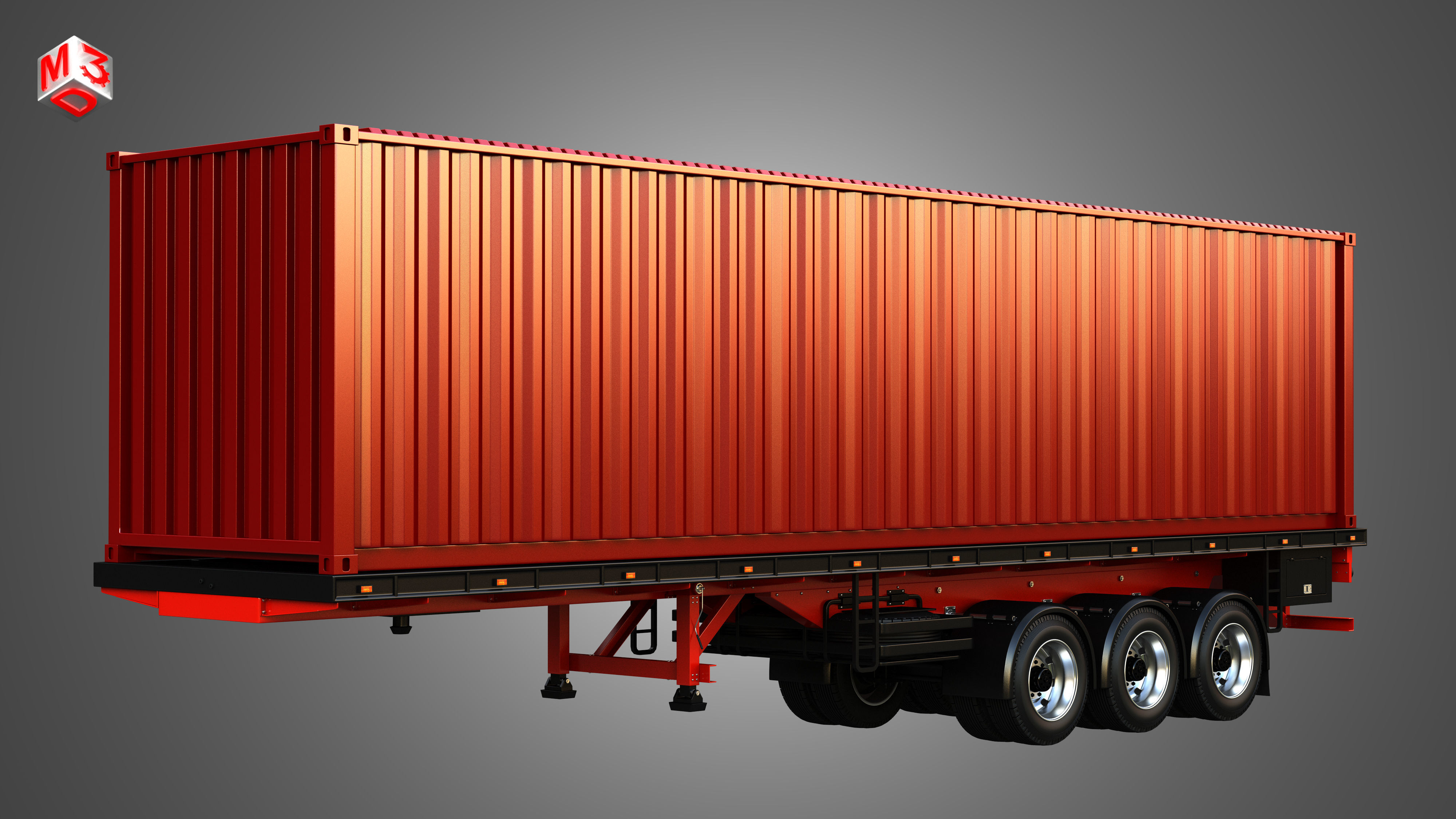 XG 530 Truck with 3-Axle Container Trailer 3D model_22