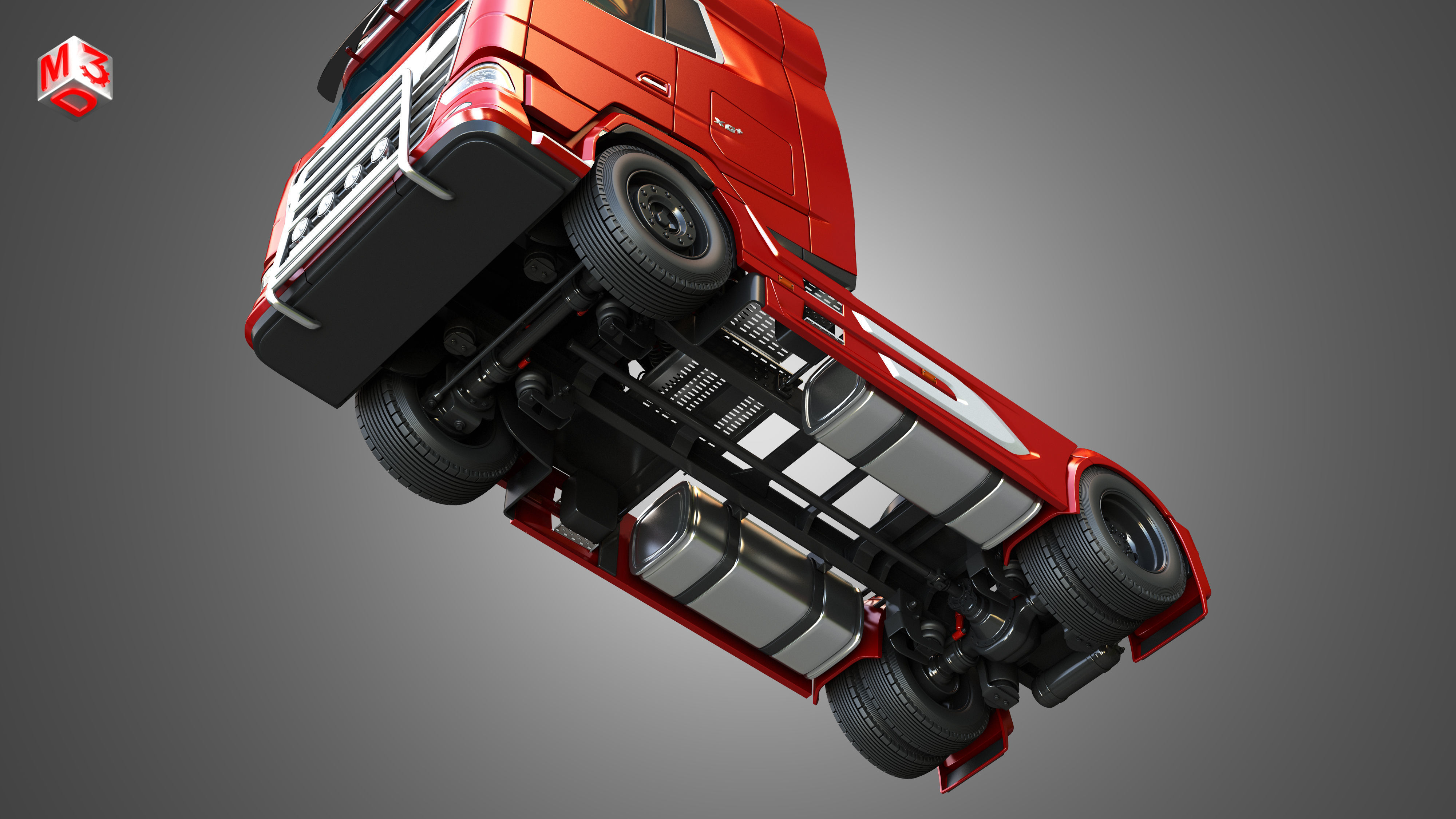 XG 530 Truck with 3-Axle Container Trailer 3D model_21