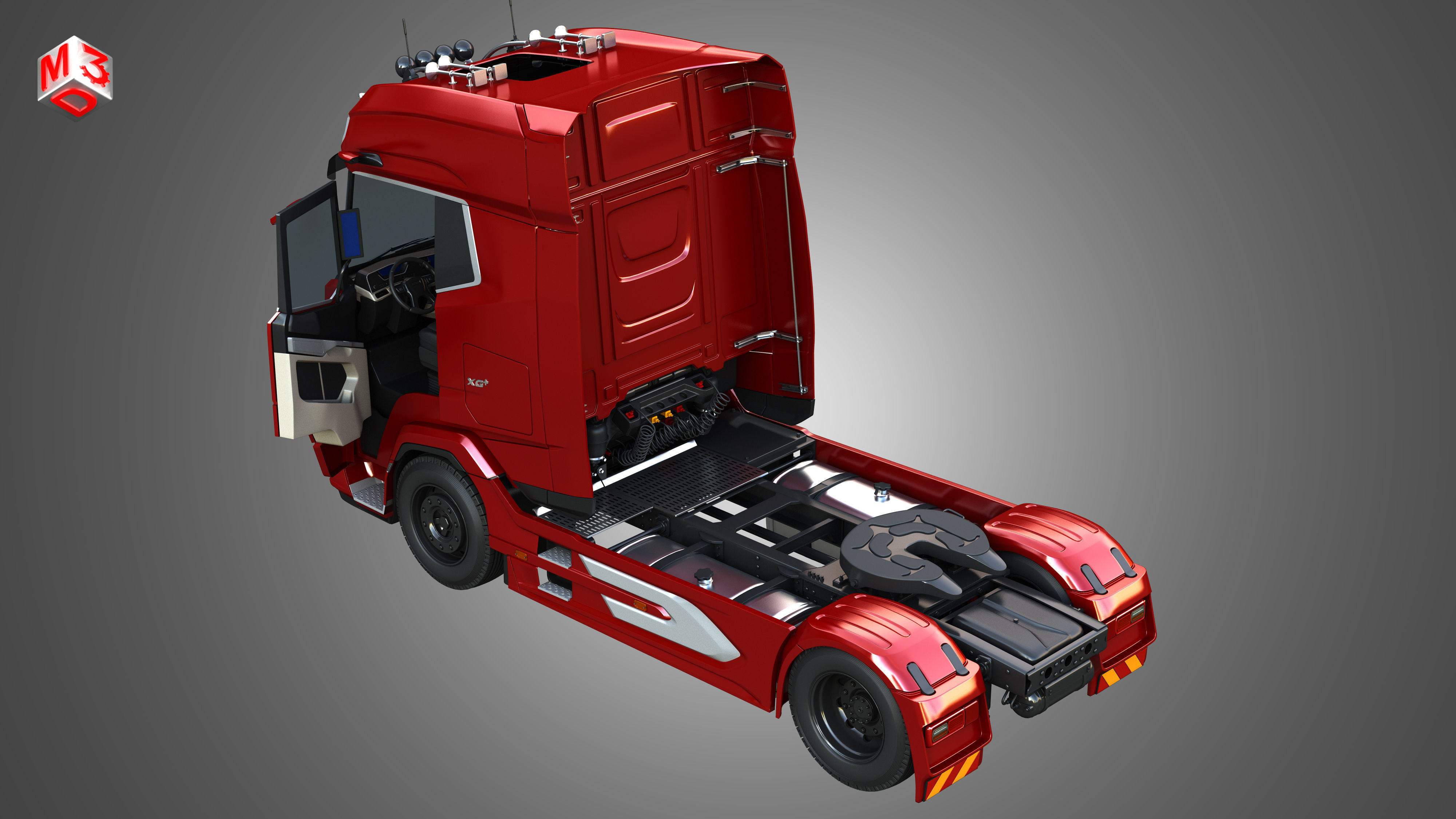 XG 530 Truck with 3-Axle Container Trailer 3D model_17