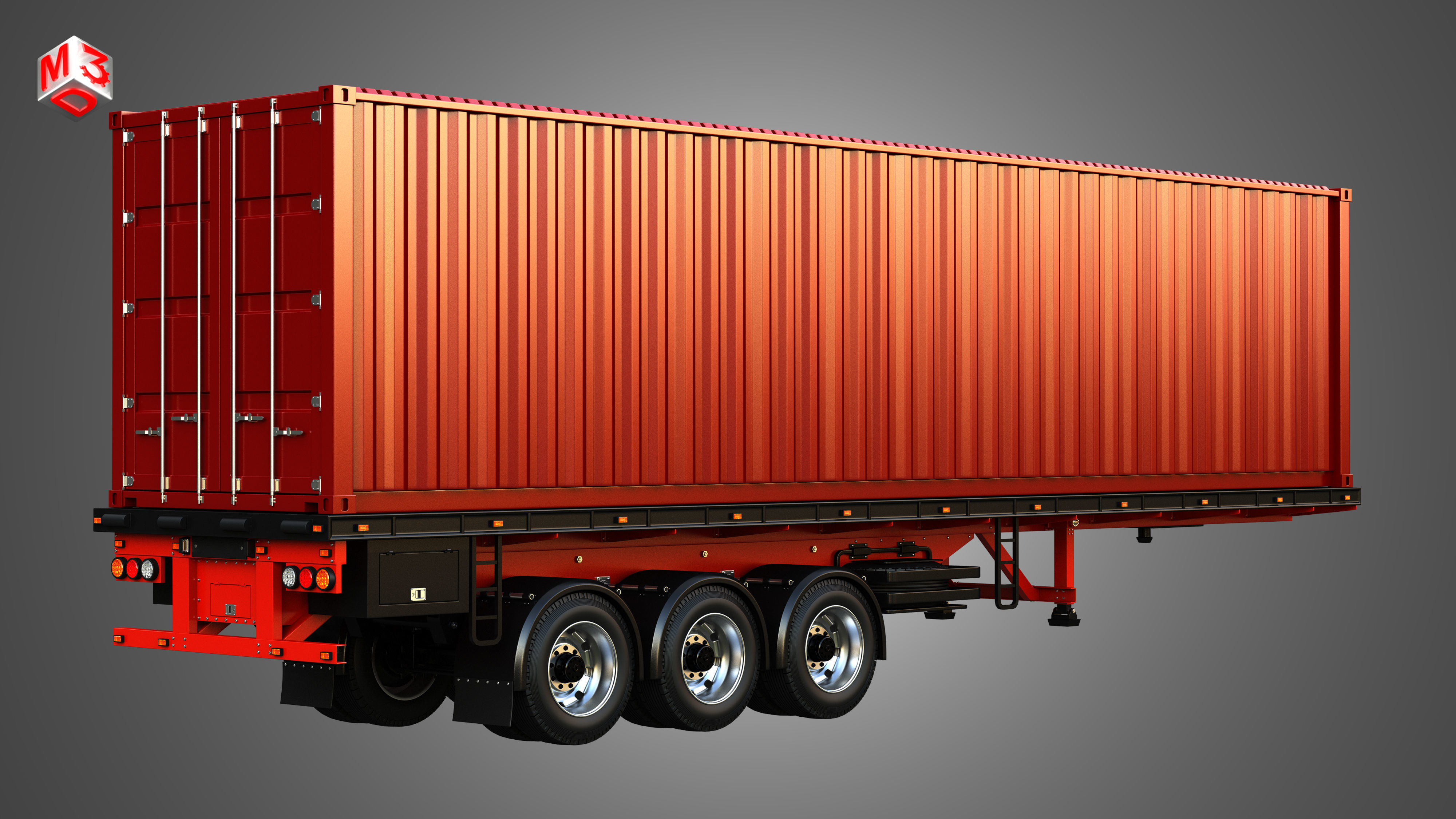 XG 530 Truck with 3-Axle Container Trailer 3D model_23