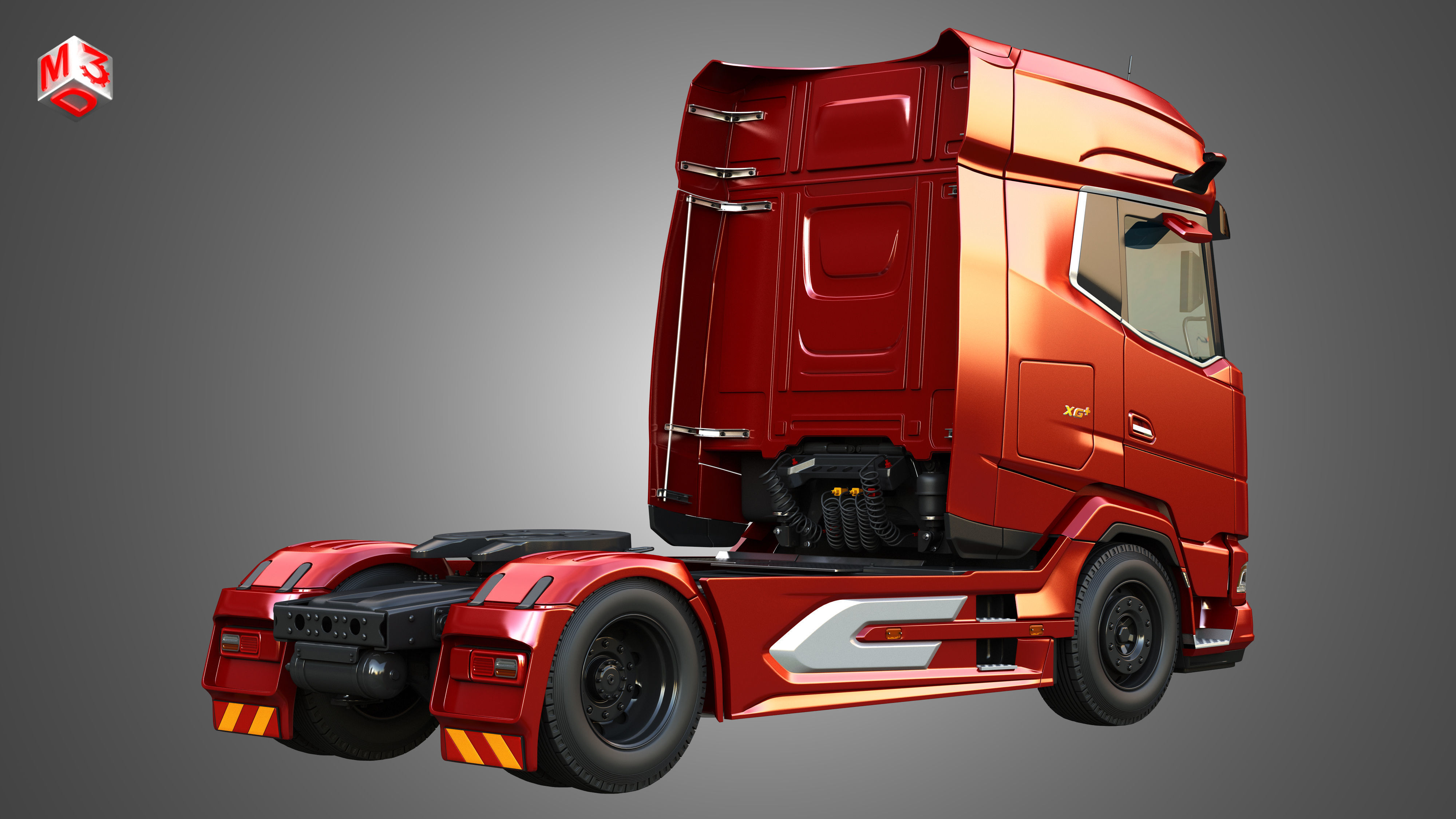 XG 530 Truck with 3-Axle Container Trailer 3D model_14