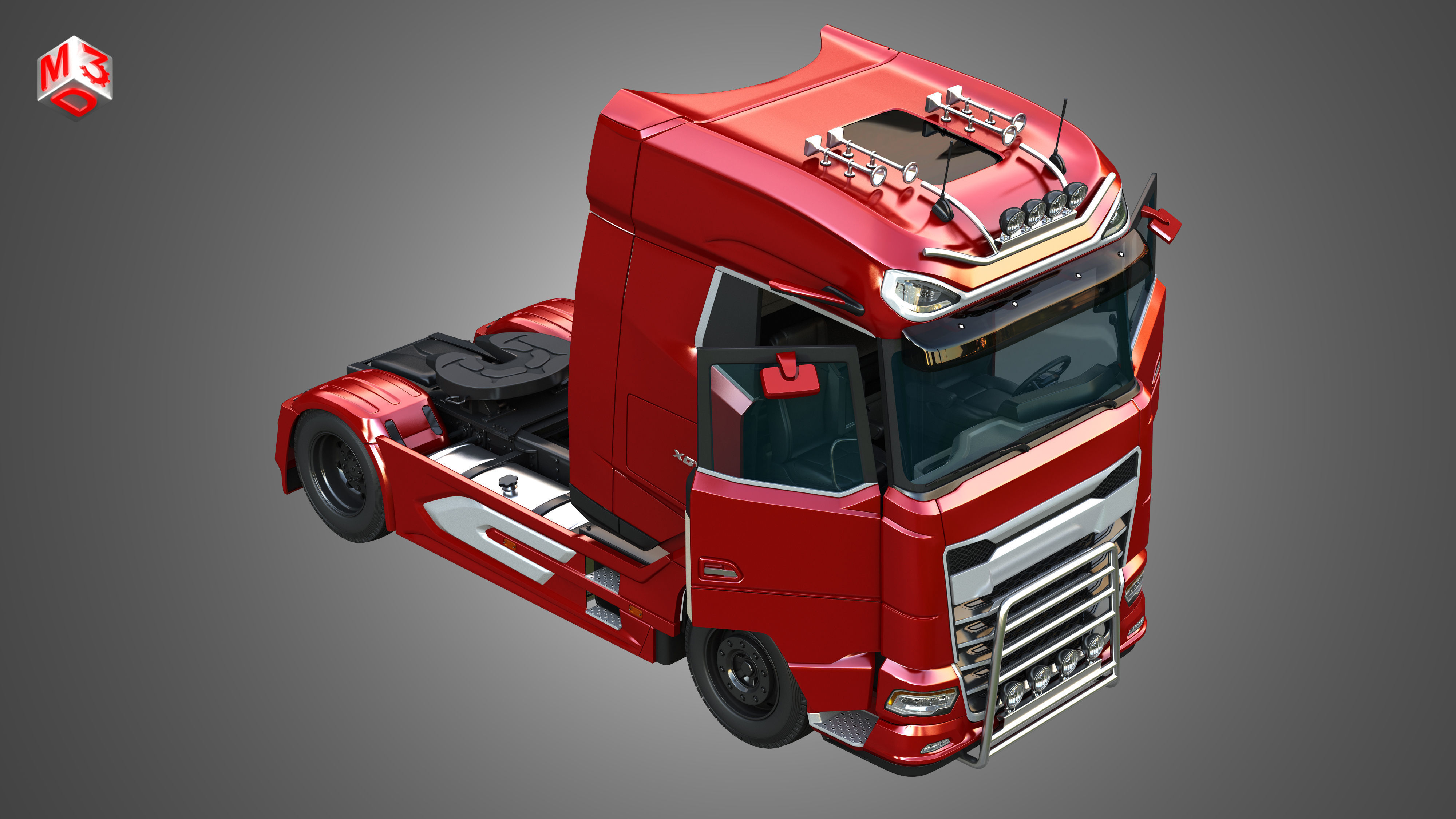 XG 530 Truck with 3-Axle Container Trailer 3D model_16