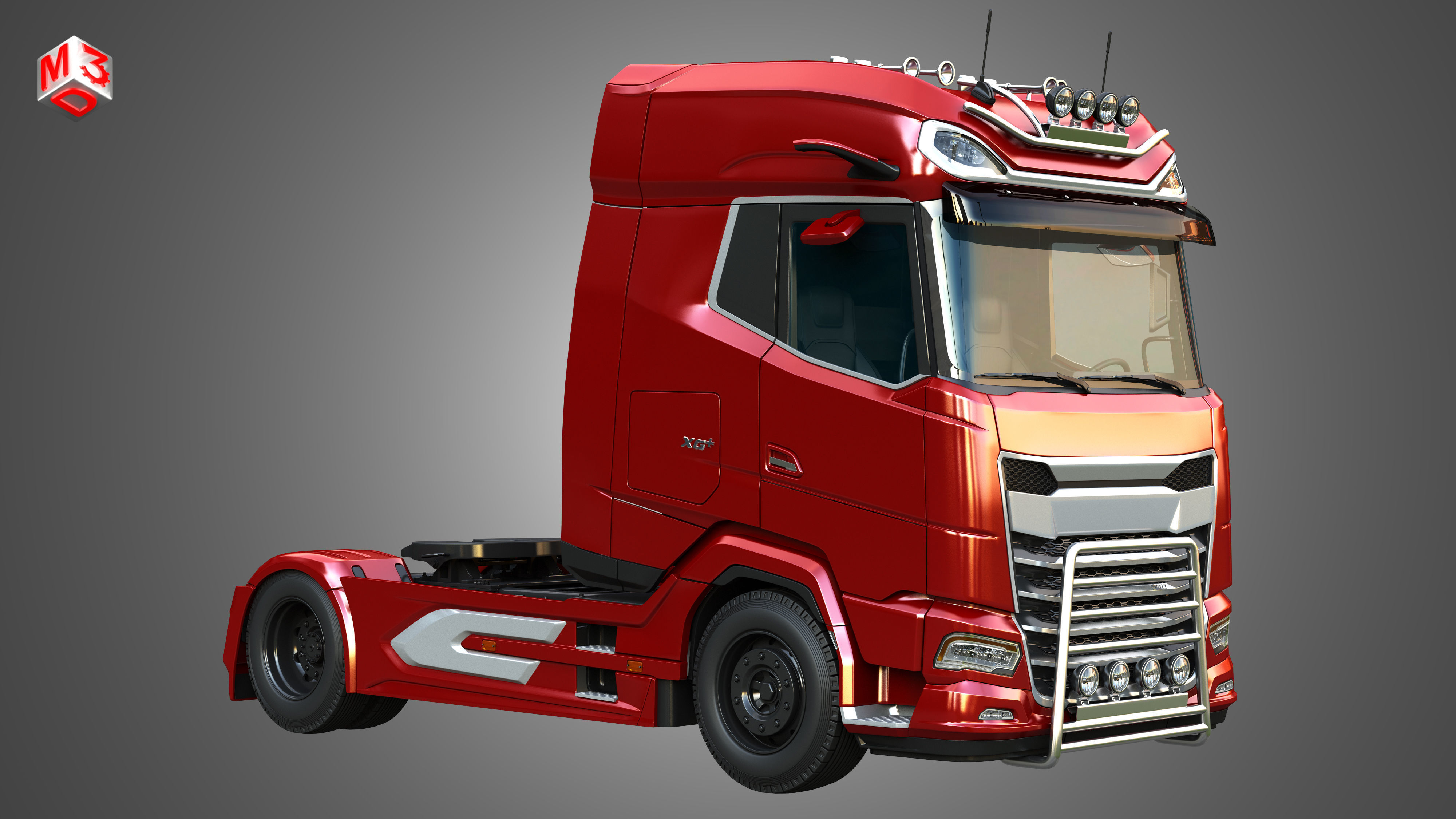 XG 530 Truck with 3-Axle Container Trailer 3D model_15