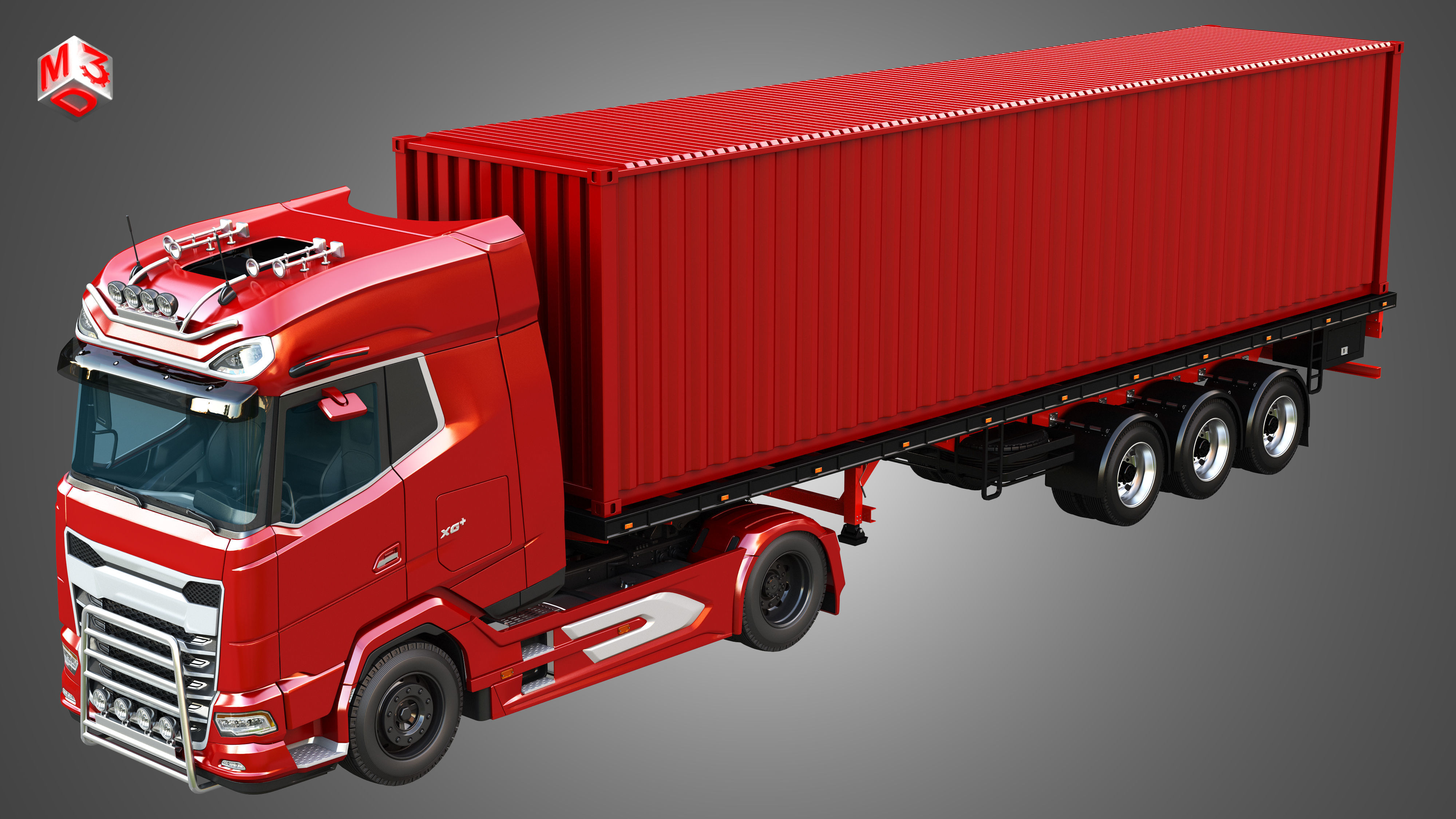 XG 530 Truck with 3-Axle Container Trailer 3D model_6