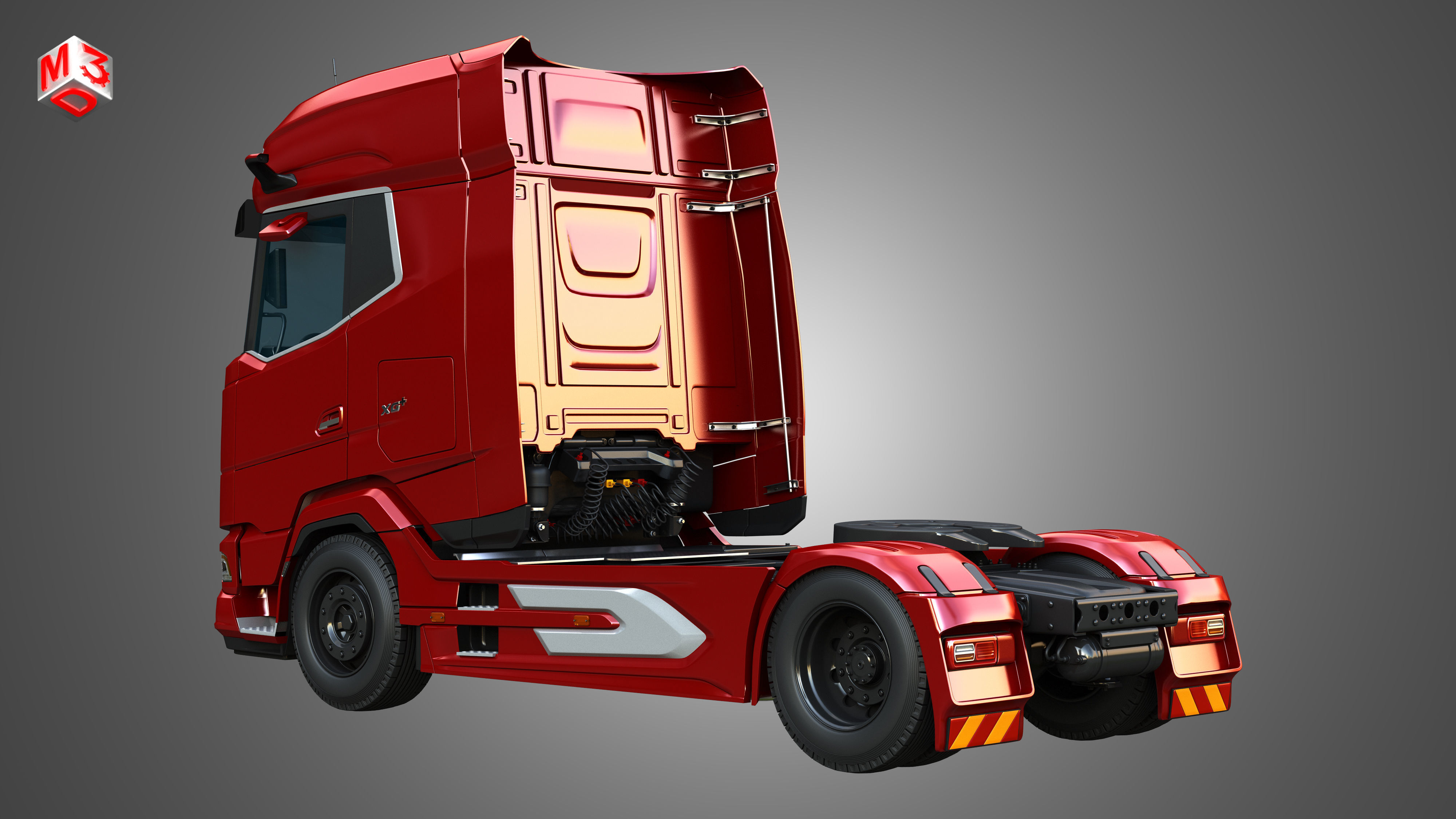 XG 530 Truck with 3-Axle Container Trailer 3D model_13