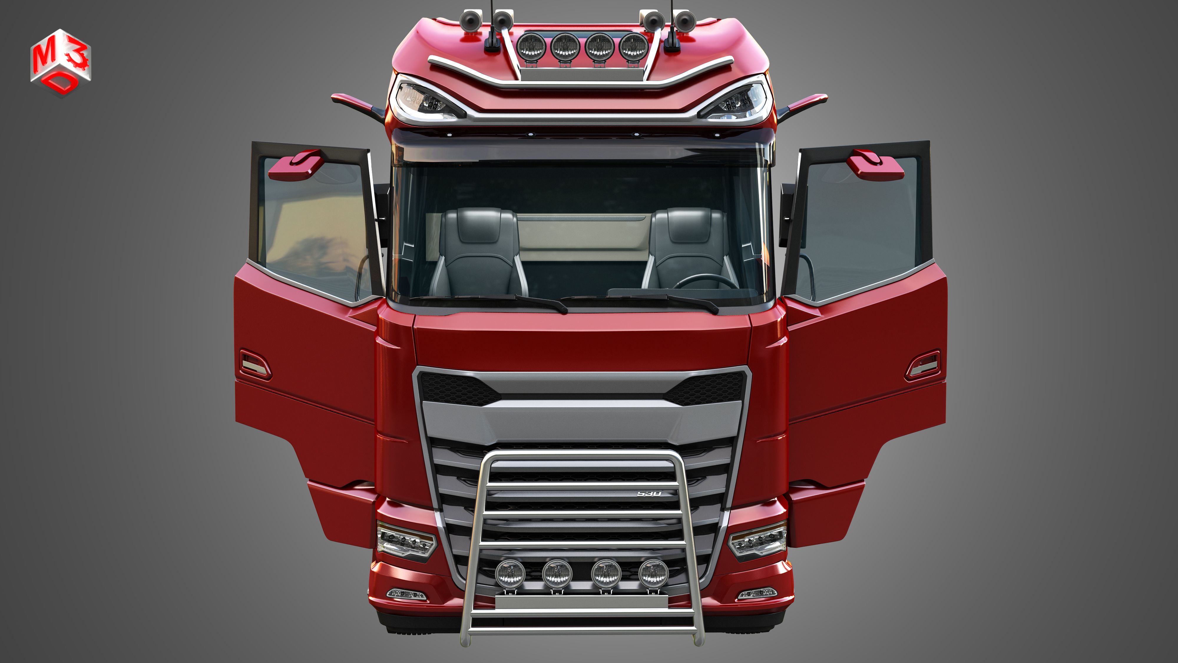 XG 530 Truck with 3-Axle Container Trailer 3D model_20
