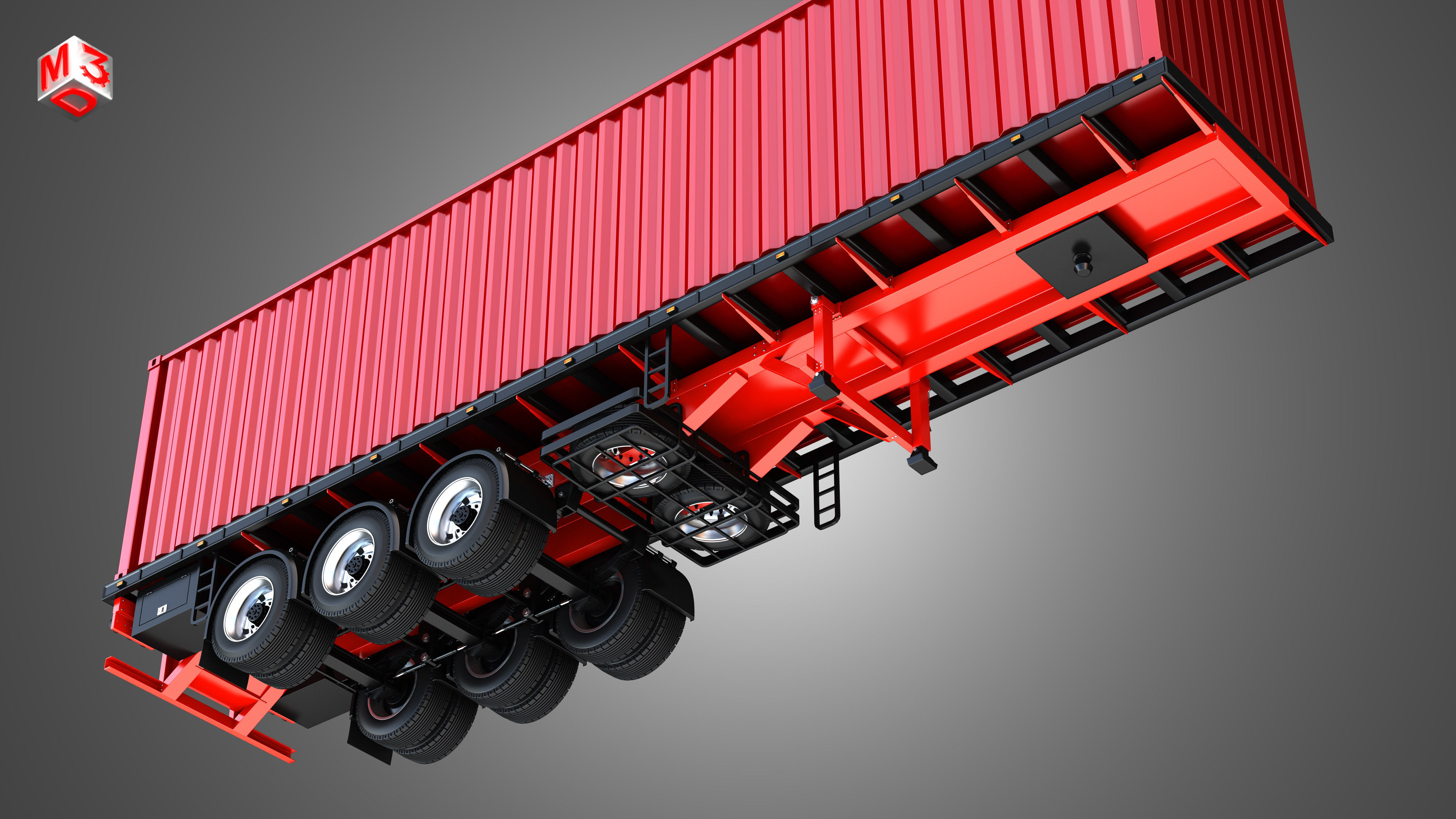 XG 530 Truck with 3-Axle Container Trailer 3D model_24