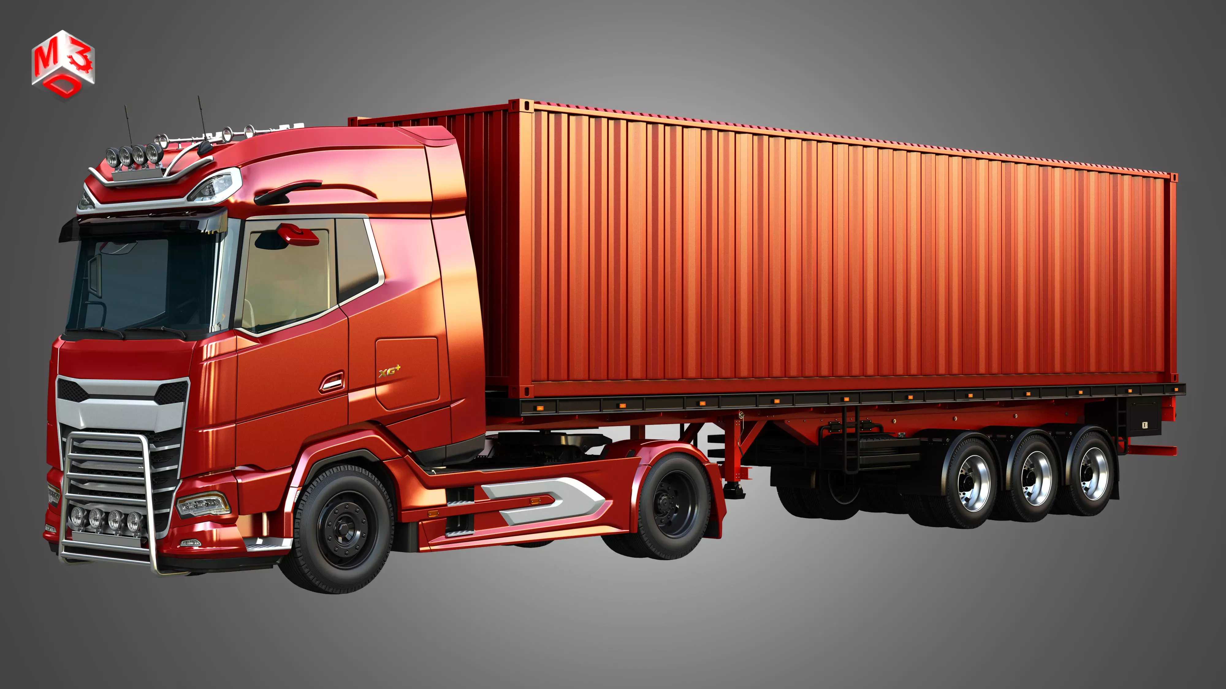 XG 530 Truck with 3-Axle Container Trailer 3D model_0