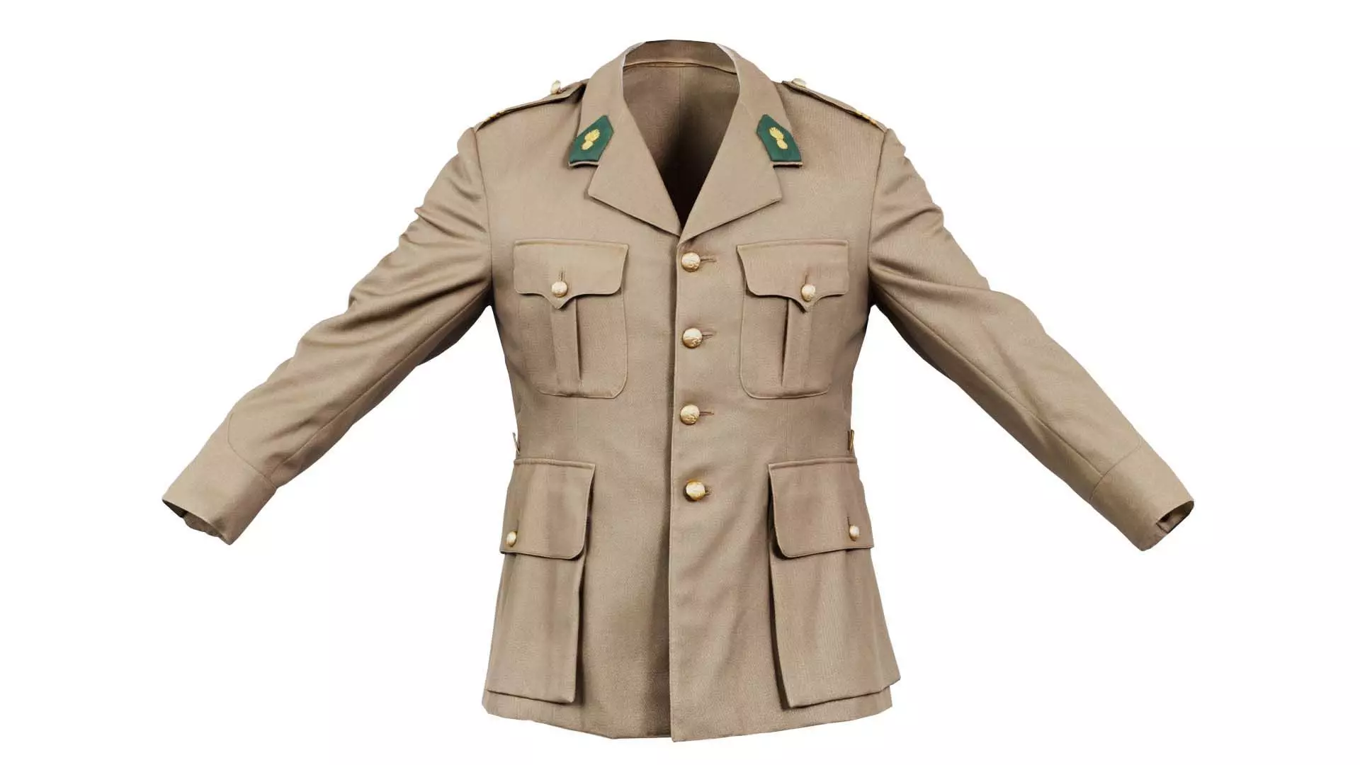 Army Jacket Low-poly 3D model_0