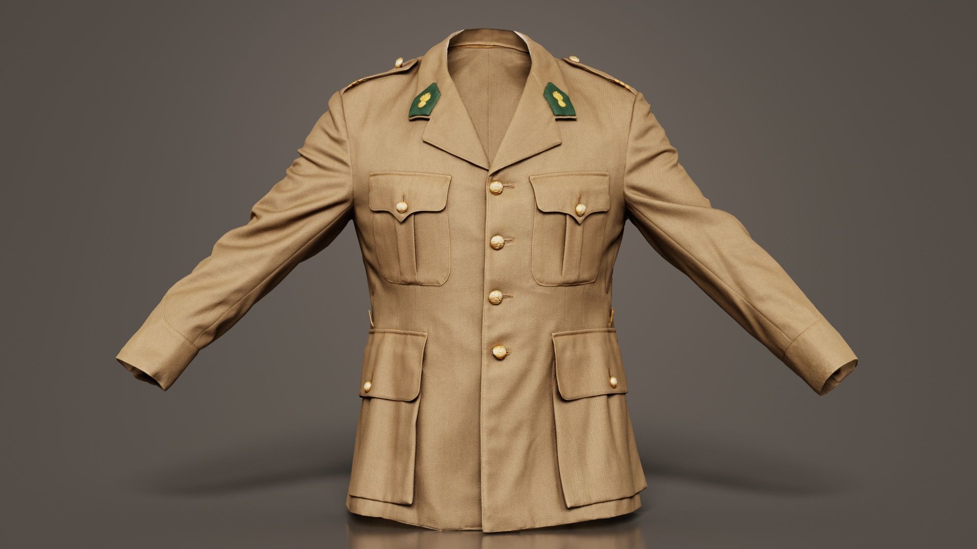 Army Jacket Low-poly 3D model_7