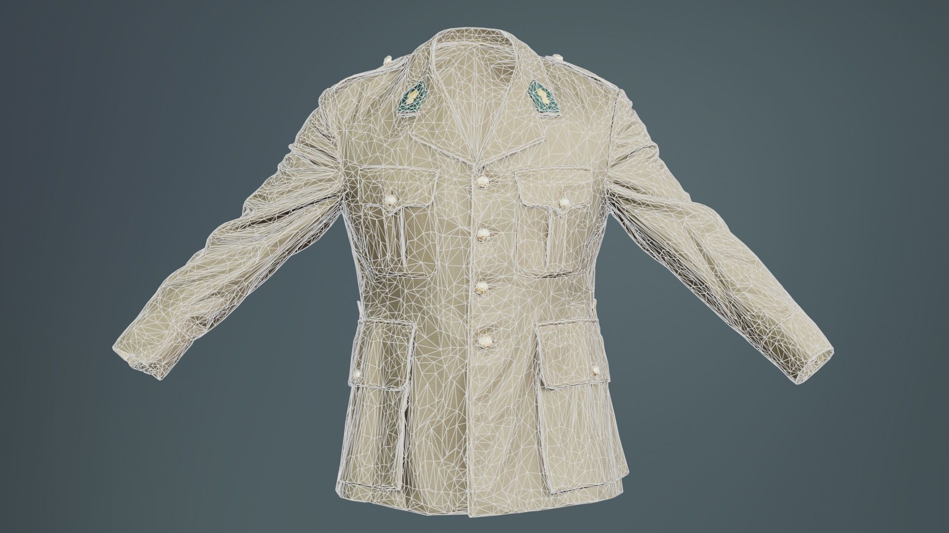 Army Jacket Low-poly 3D model_9