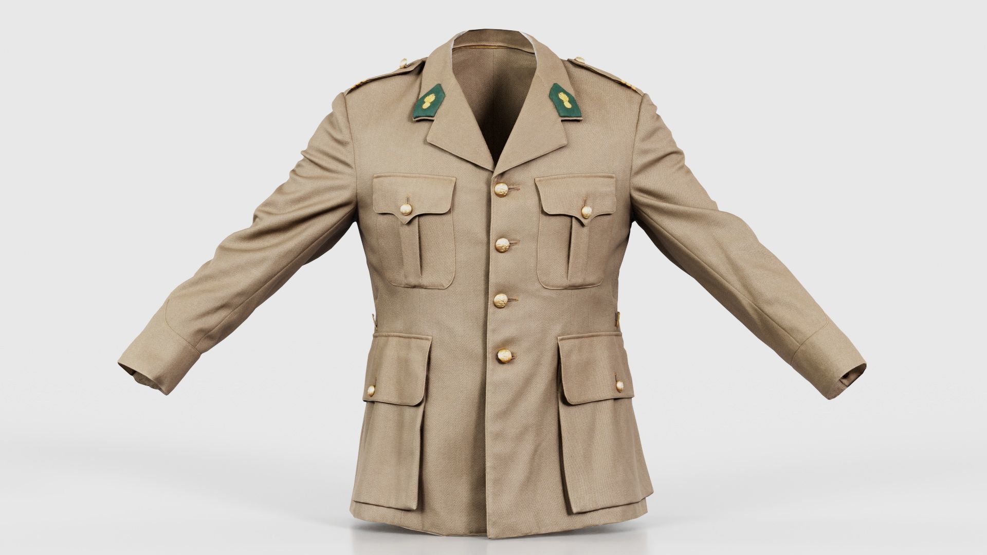 Army Jacket Low-poly 3D model_15