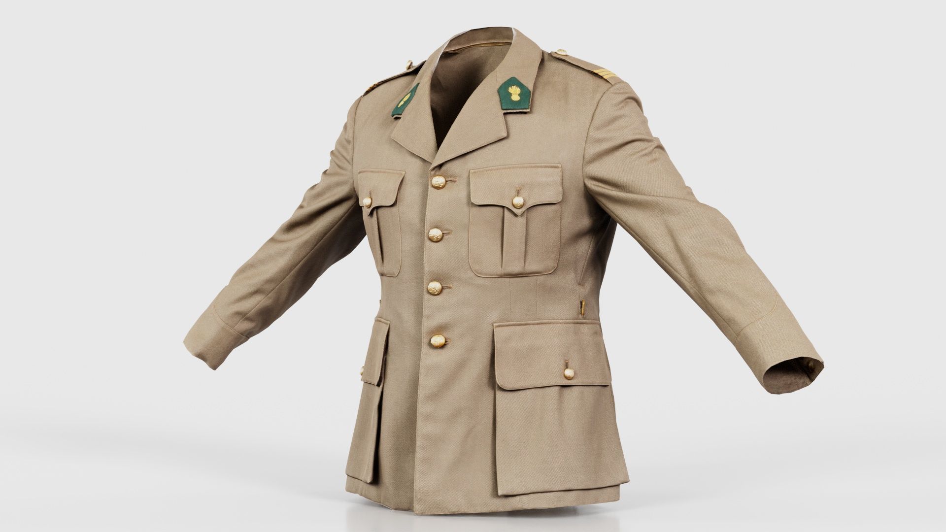 Army Jacket Low-poly 3D model_26