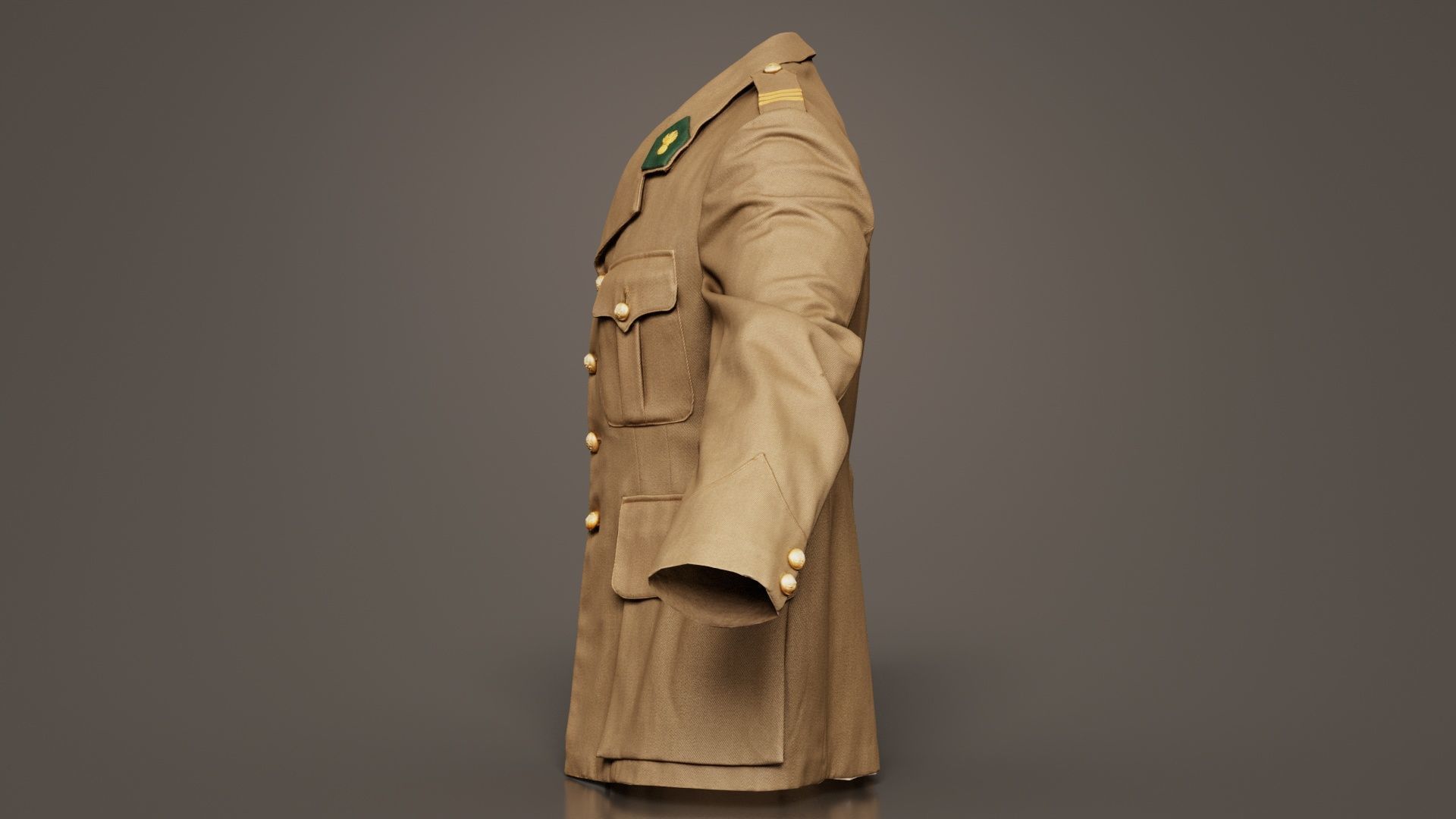 Army Jacket Low-poly 3D model_1