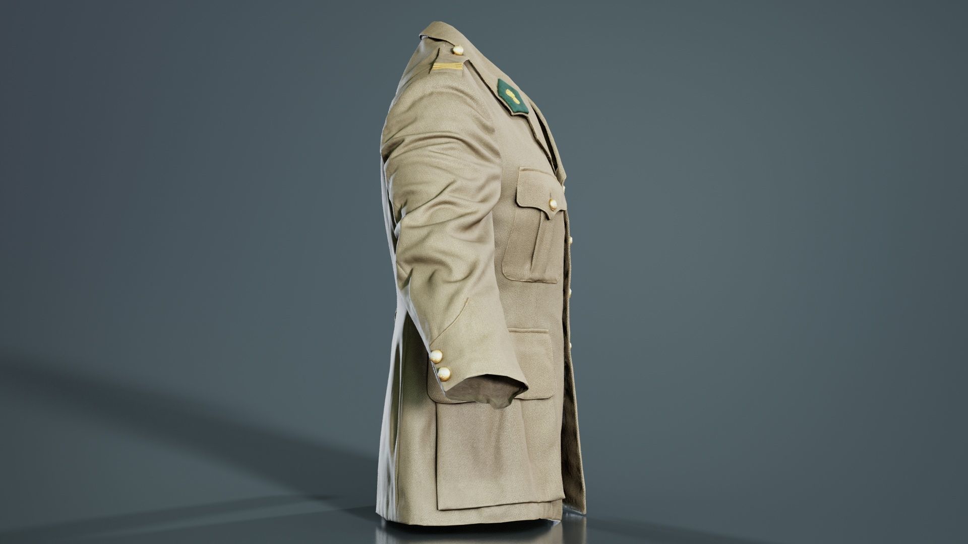 Army Jacket Low-poly 3D model_5