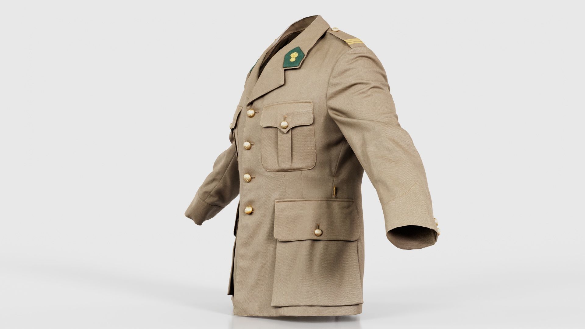 Army Jacket Low-poly 3D model_25