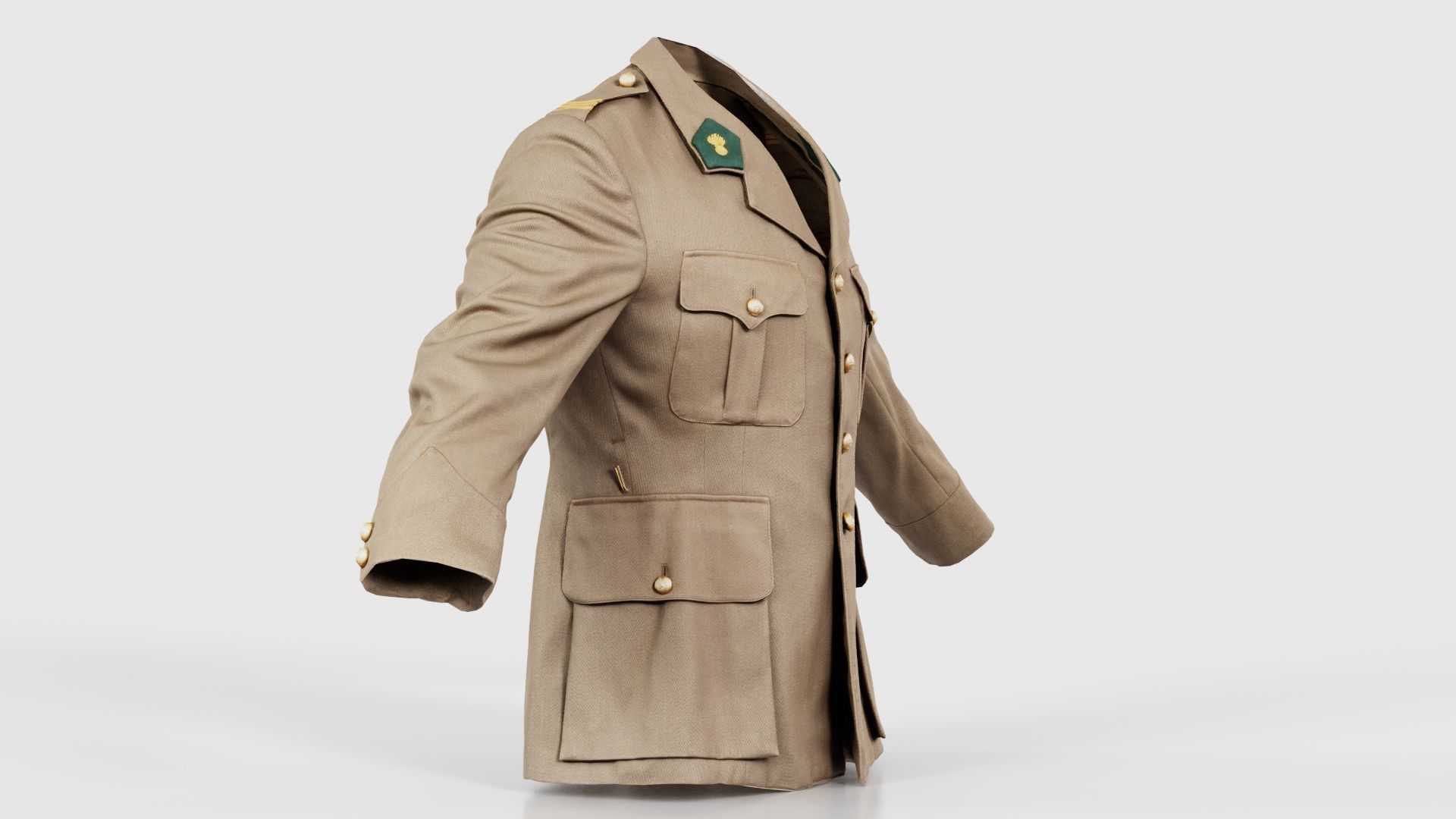 Army Jacket Low-poly 3D model_17
