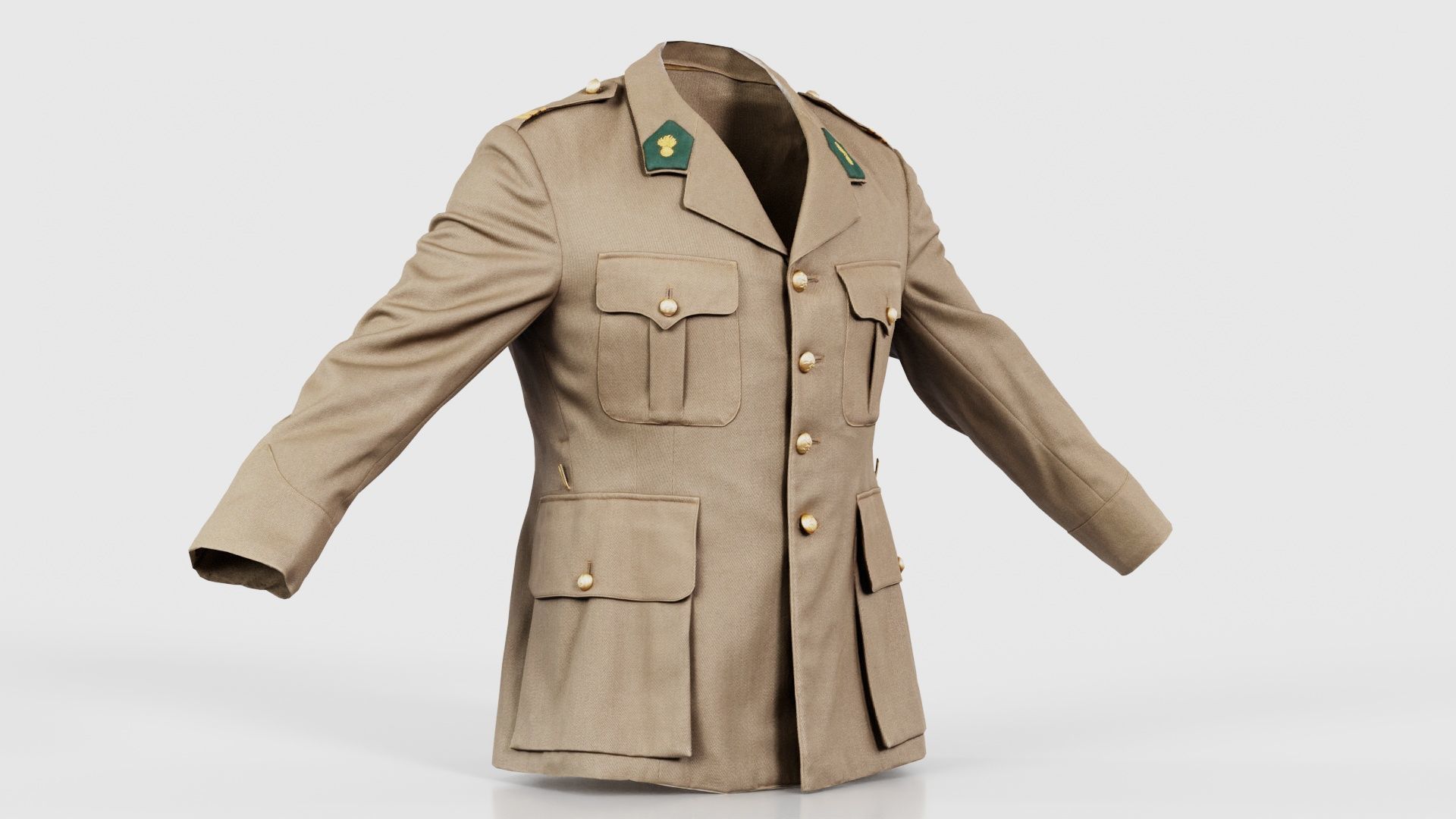 Army Jacket Low-poly 3D model_16