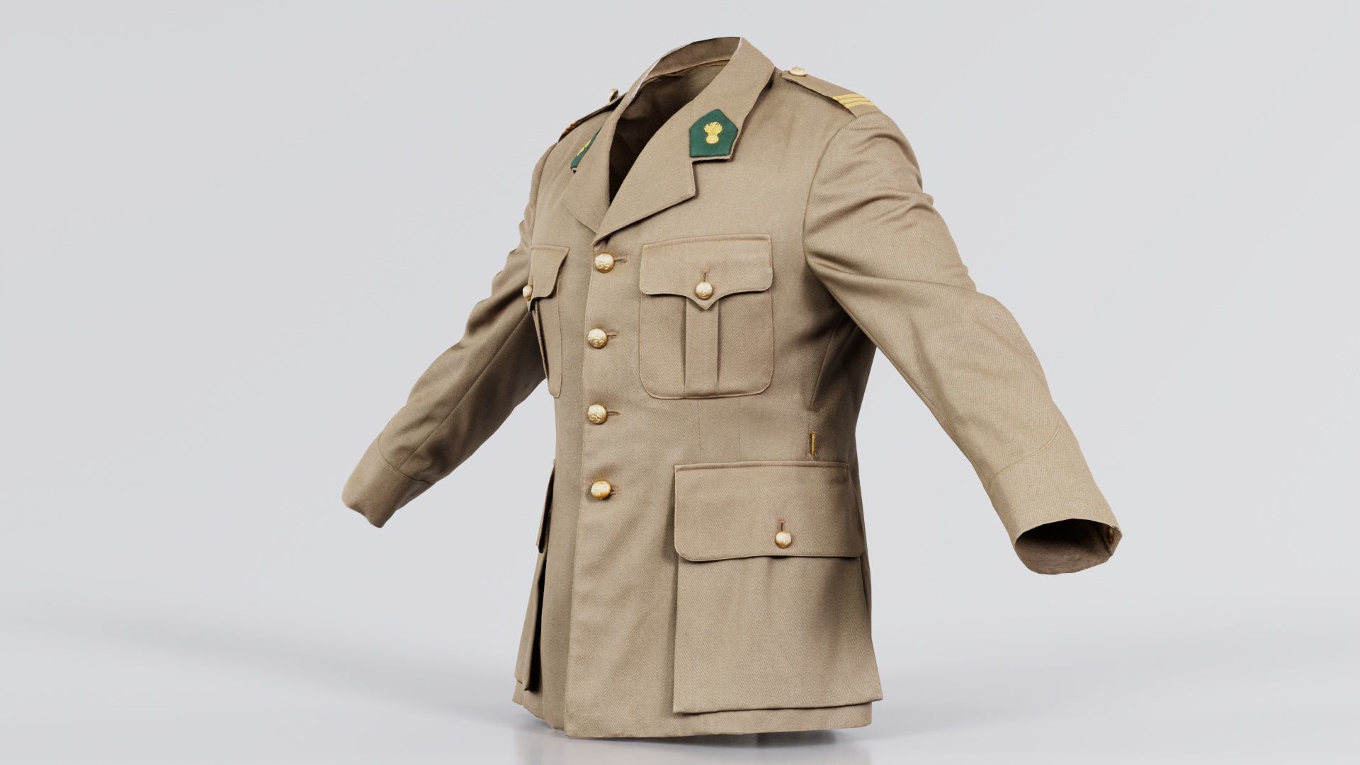 Army Jacket Low-poly 3D model_6