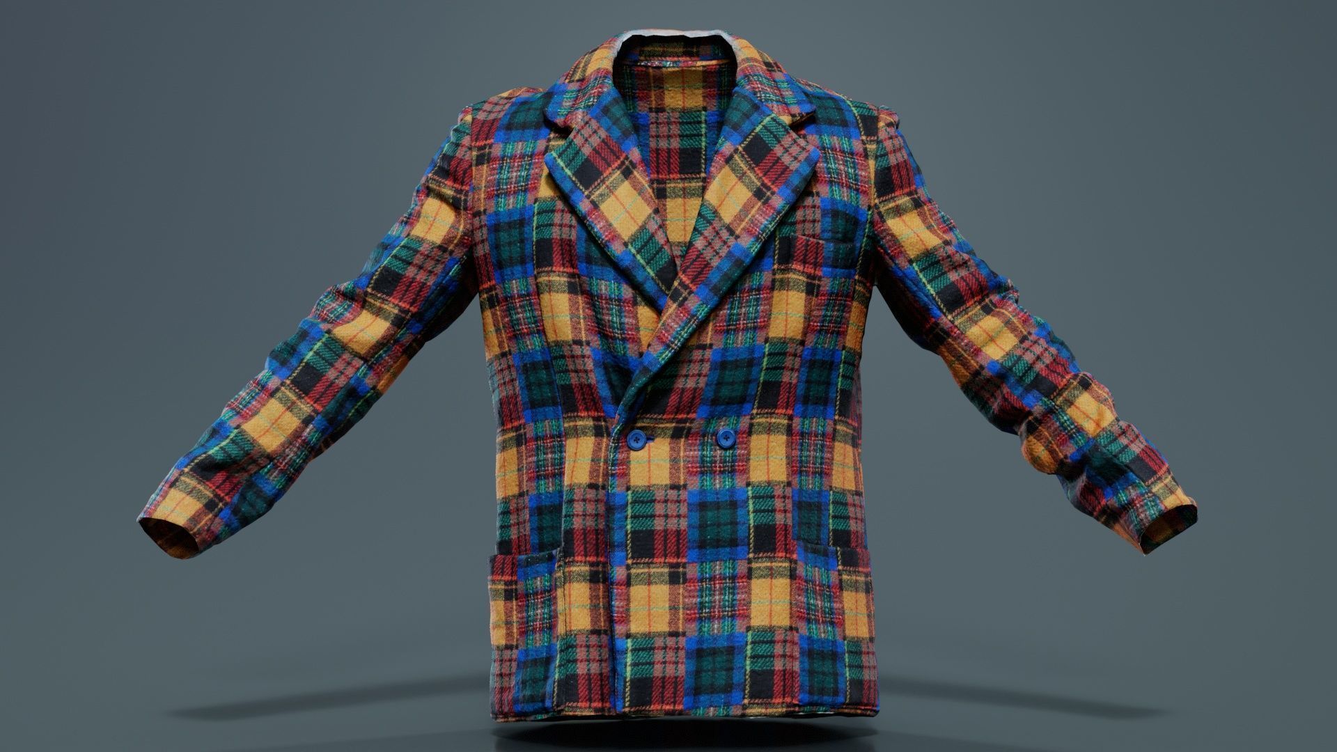 Clown Jacket Closed Low-poly 3D model_6