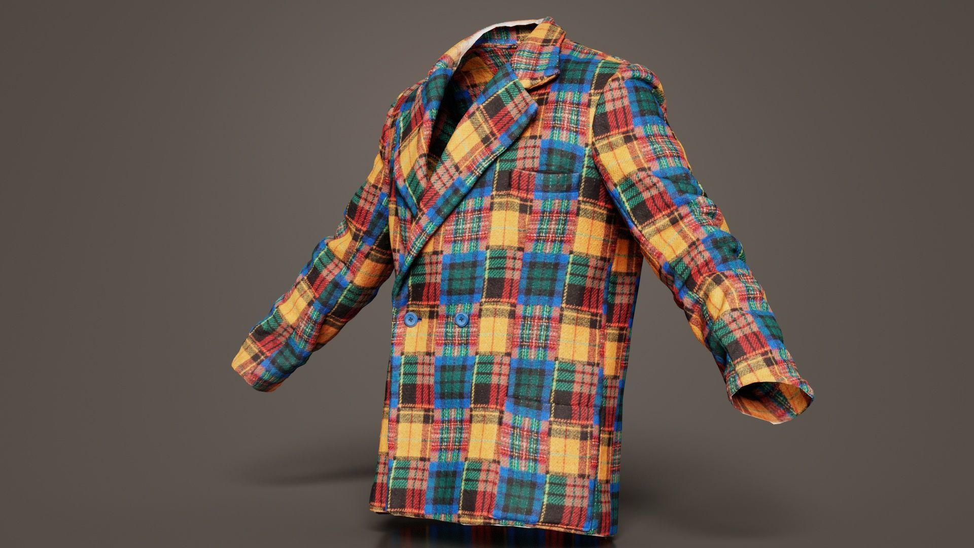 Clown Jacket Closed Low-poly 3D model_5