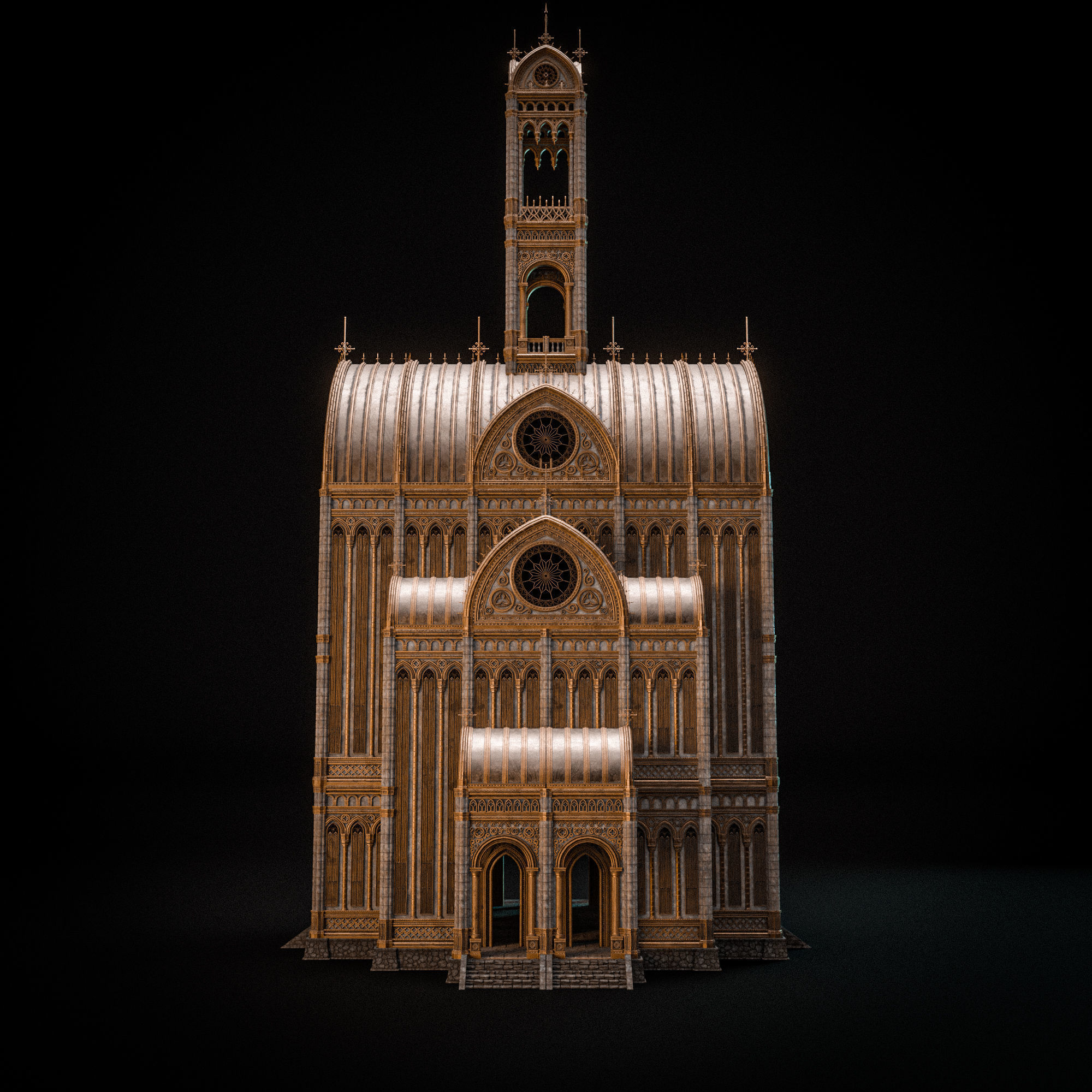 GOTHIC MODULAR BUILDING 1 Low-poly 3D model_8
